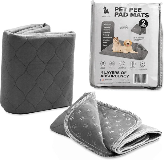 Washable Pee Pads for Dogs - Multifunctional Non Slip Whelping Pads Washable and Waterproof - Our Super Absorbent, Reusable Puppy Pads Include a Convenient Travel Pad - 35.5 x 31.5 Inches