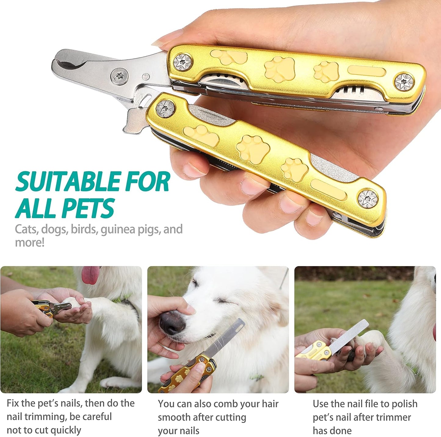 Heavy Duty Dog Nail Clippers for Thick Nail 【Cut Nails Like Butter】, Quite Sharp Pet Nail Clippers for Large Dogs, Easy & Safe Dog Nail Trimmer for Large Medium Small Dogs Cat with Nail File