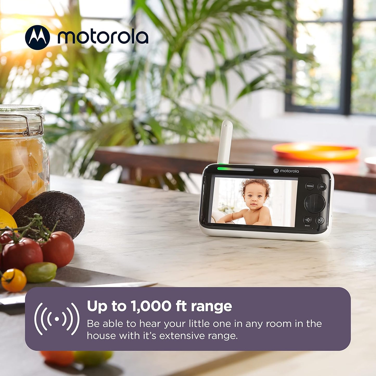 Motorola Nursery WiFi Video Baby Monitor with Camera and Audio, 5" Screen, HD PIP1510 Connect, 1000ft Range, Wall Mount, 2-Way Audio, Lullabies, Temperature Sensor, Zoom, Tilt