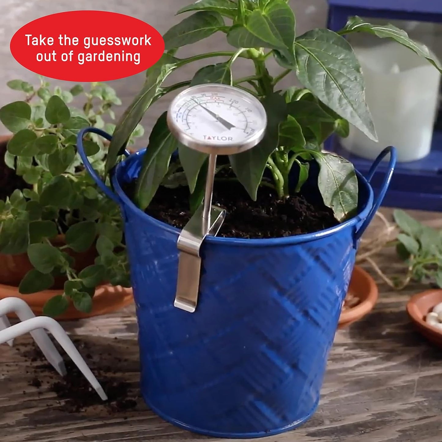 Taylor Soil Testing Thermometer, Gardening Tool for Plant Care, Gardening, Lawn, Farm, Outdoor Use, 4" Inch Stem