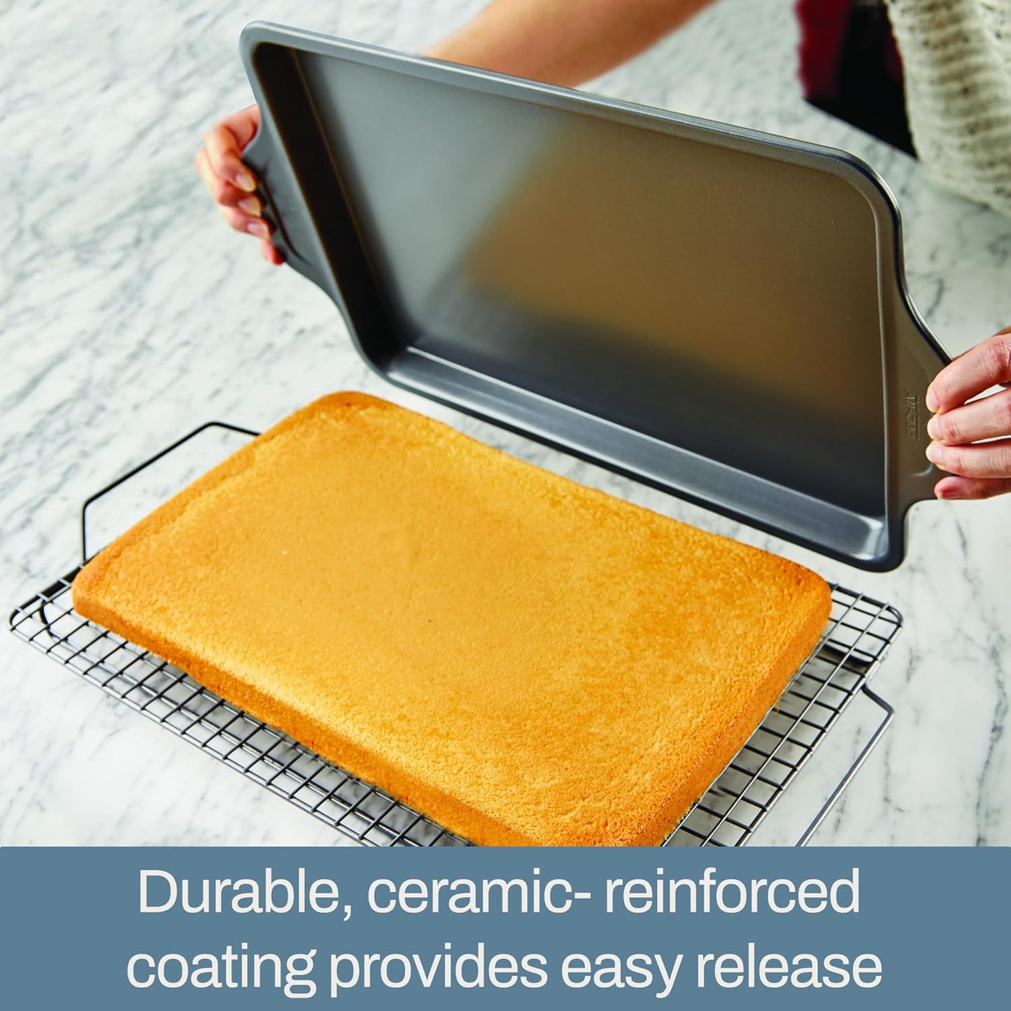 All-Clad Pro-Release Nonstick Bakeware Set 3 Piece Oven Safe 450F Half Sheet, Cookie Sheet, Muffin Pan, Cooling & Baking Rack, Round Cake Pan, Loaf Pan, Baking Pan Grey