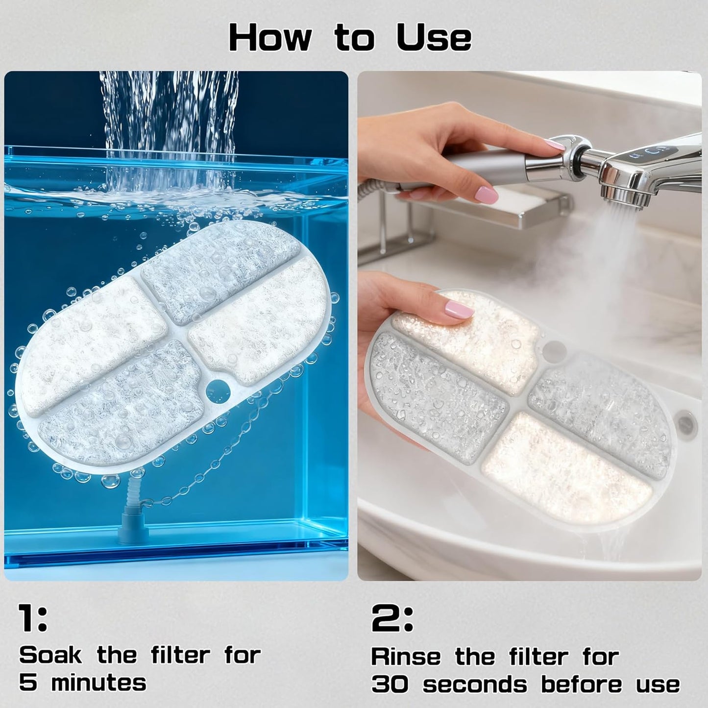 Cat Water Fountain Filters, PLWF002 Replacment Filter Compatible with Pet Water Fountain, 8 Pack with 8 Filter Sponges