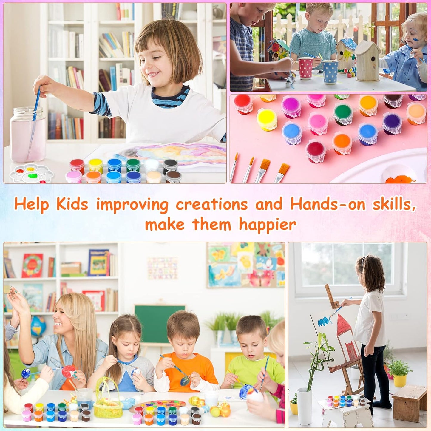 10 Pack Mini Acrylic Paint Set,12 Colors Acrylic Paints Strips for Kids&Adults Craft Paint,140 PCS Kids Painting Kit Container Strips Storage, Perfect for Home Birthday Classroom Party Favors……