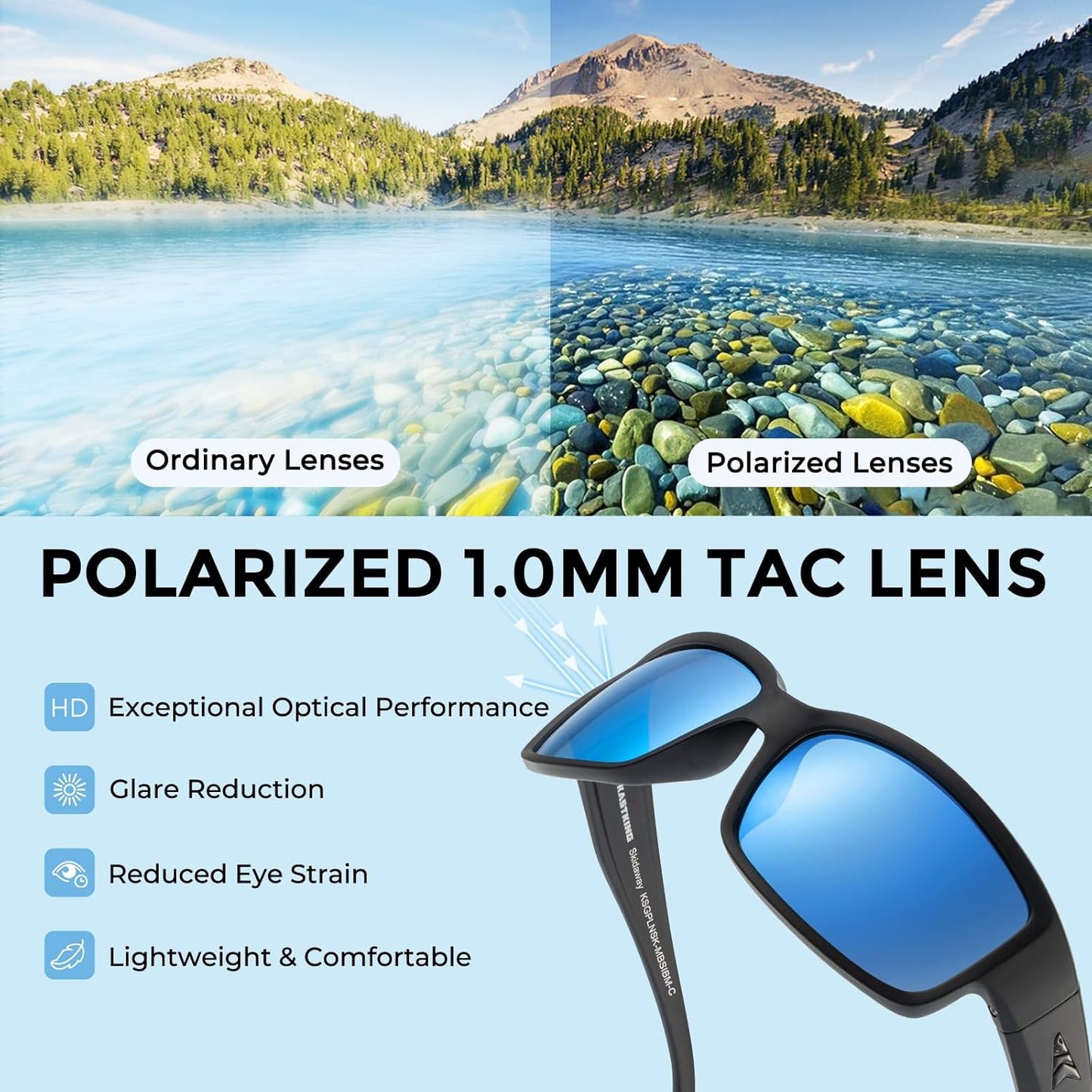 KastKing Skidaway Polarized Sport Sunglasses for Men and Women,Ideal for Driving Fishing Cycling and Running,UV Protection