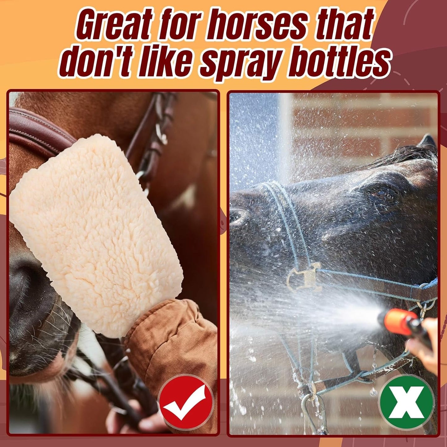 Fleece Applicator Wipe Mitt for Horses Lambskin Wool Grooming Mitts for Tack Cleaning Glove Soft White Mitts for Horse Bathing, Spreading Hair Treatments, Leather Care or Sensitive Horses and Dogs