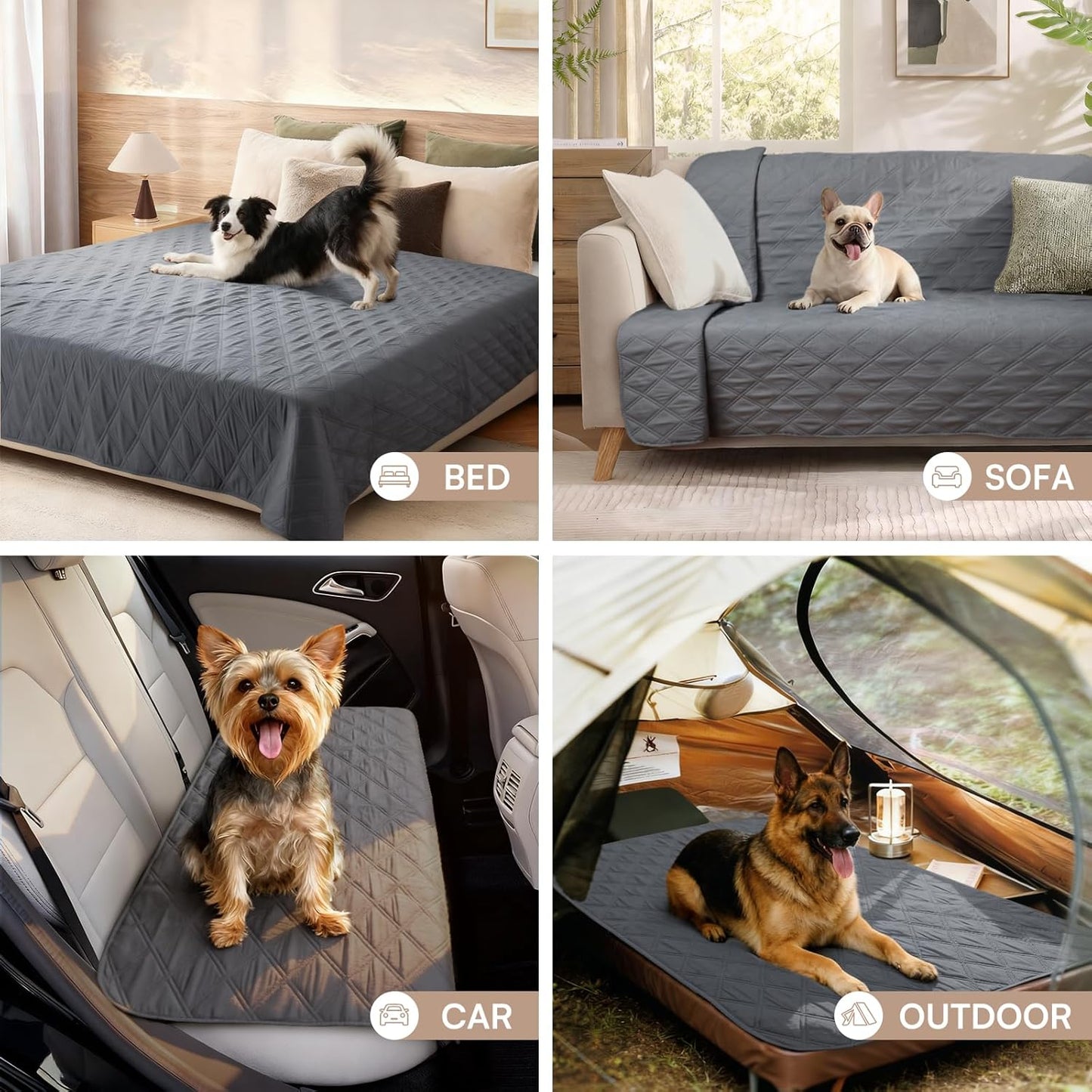 Luciphia 100% Waterproof Couch Cover Blanket for Dogs Anti-Slip Pet Couch Protector Sofa Mat Puppy Cat with Non-Slip Bottom, Grey, 40x50 Inch