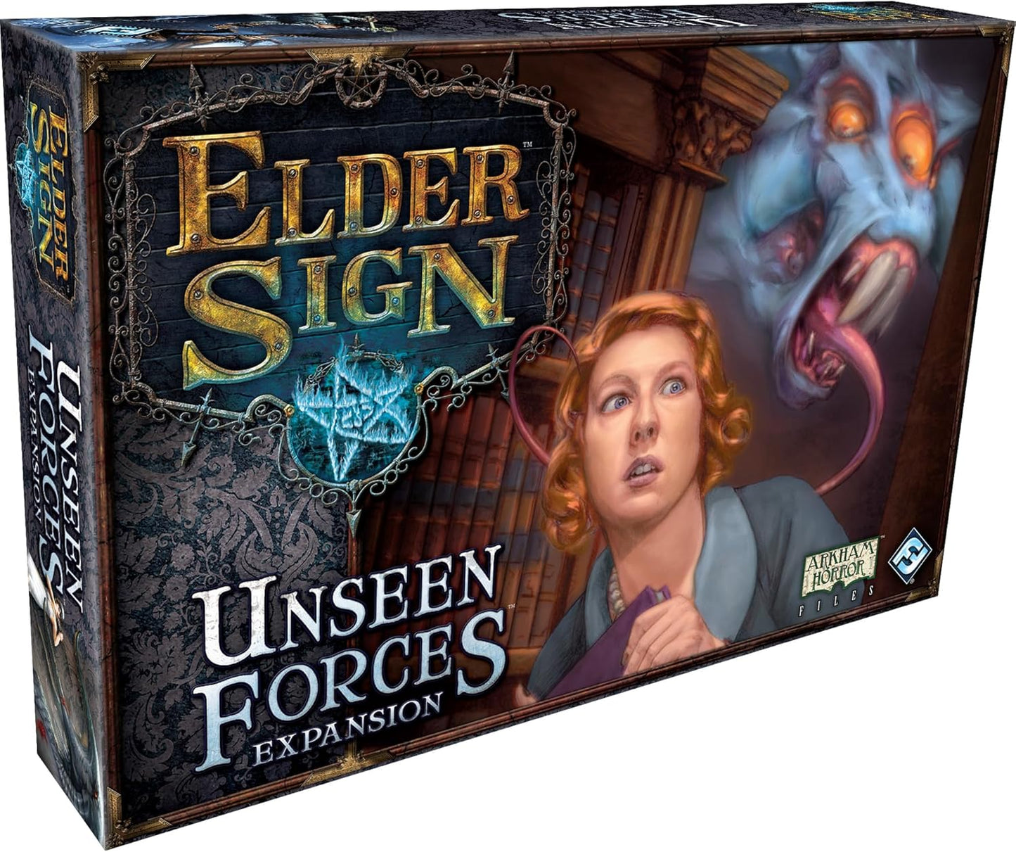 Elder Sign Unseen Forces Board Game EXPANSION - Mystical Blessings, Curses, and New Challenges! Cooperative Dice Adventure, Ages 14+, 1-8 Players, 1-2 Hour Playtime, Made by Fantasy Flight Games