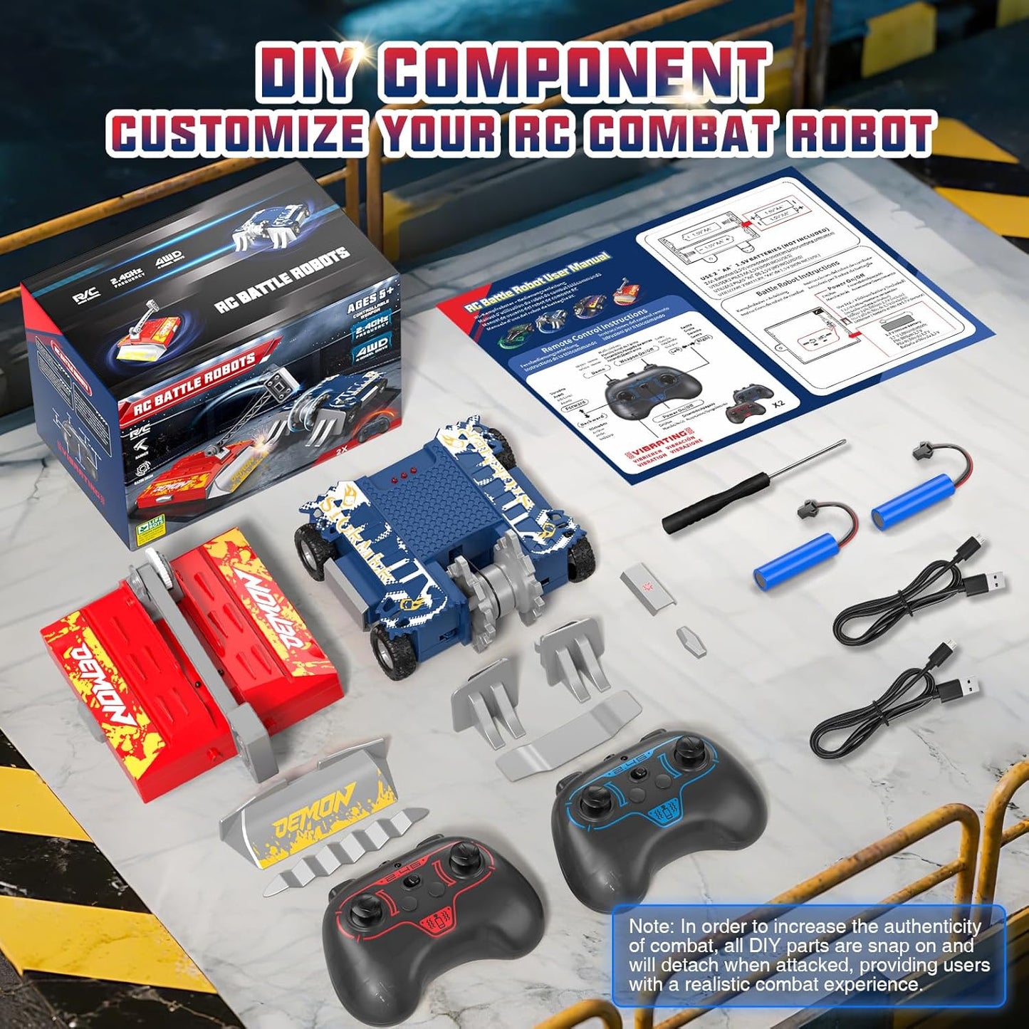 Remote Control Battle Robots, RC Fighting Robots Toys for Kids, Combat Robot STEM Toys, 4WD 2.4 GHz Remote Control Robot Set Birthday Gifts for Boys and Girls Age 5 & Up