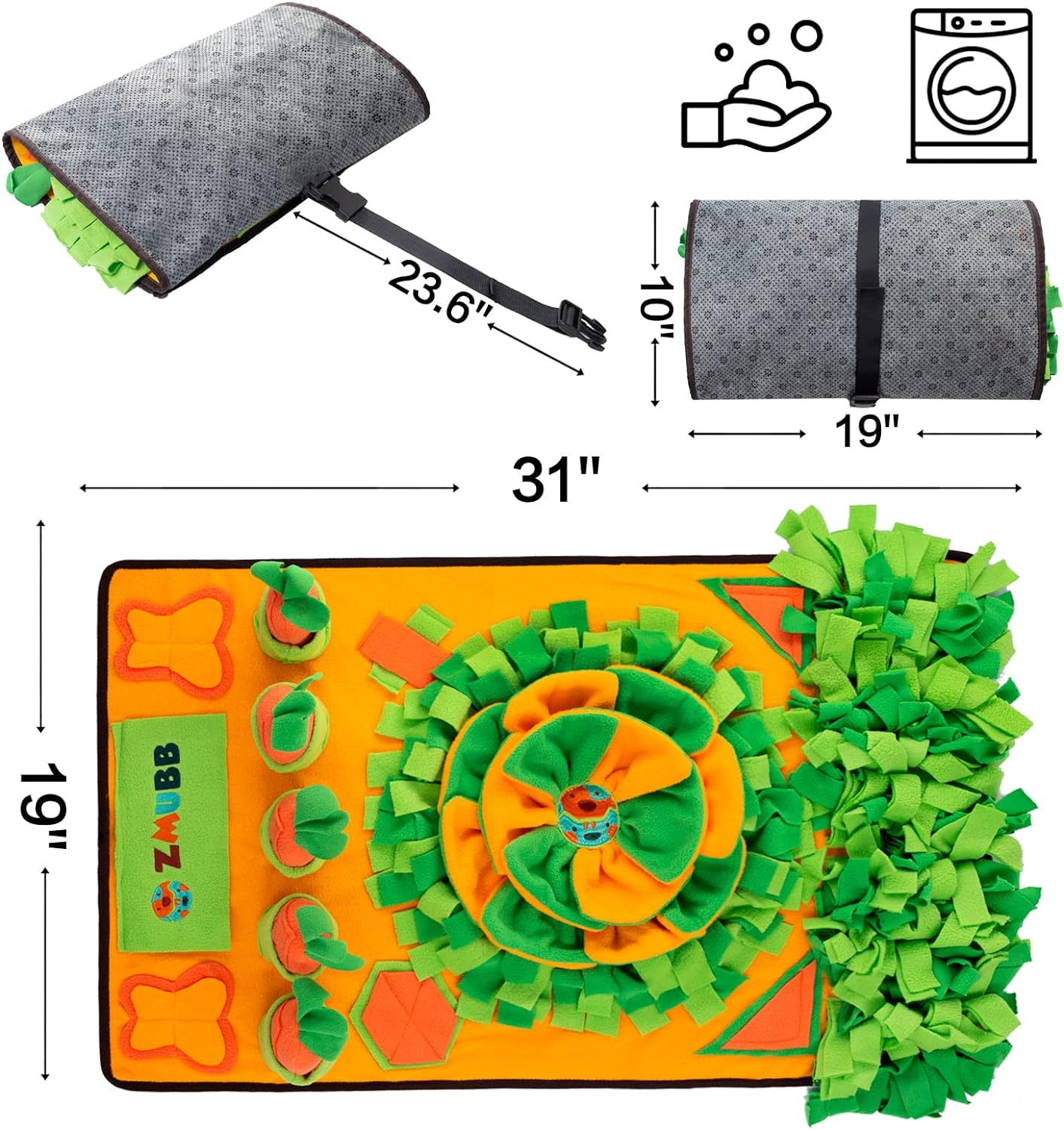 Pet Snuffle Mat for Dogs Sniff Mat Nosework Feeding Mat Slow Feeder Interactive Dog Puzzle Toys for Training and Stress Relief Encourages Natural Foraging Skills (31''x19'')