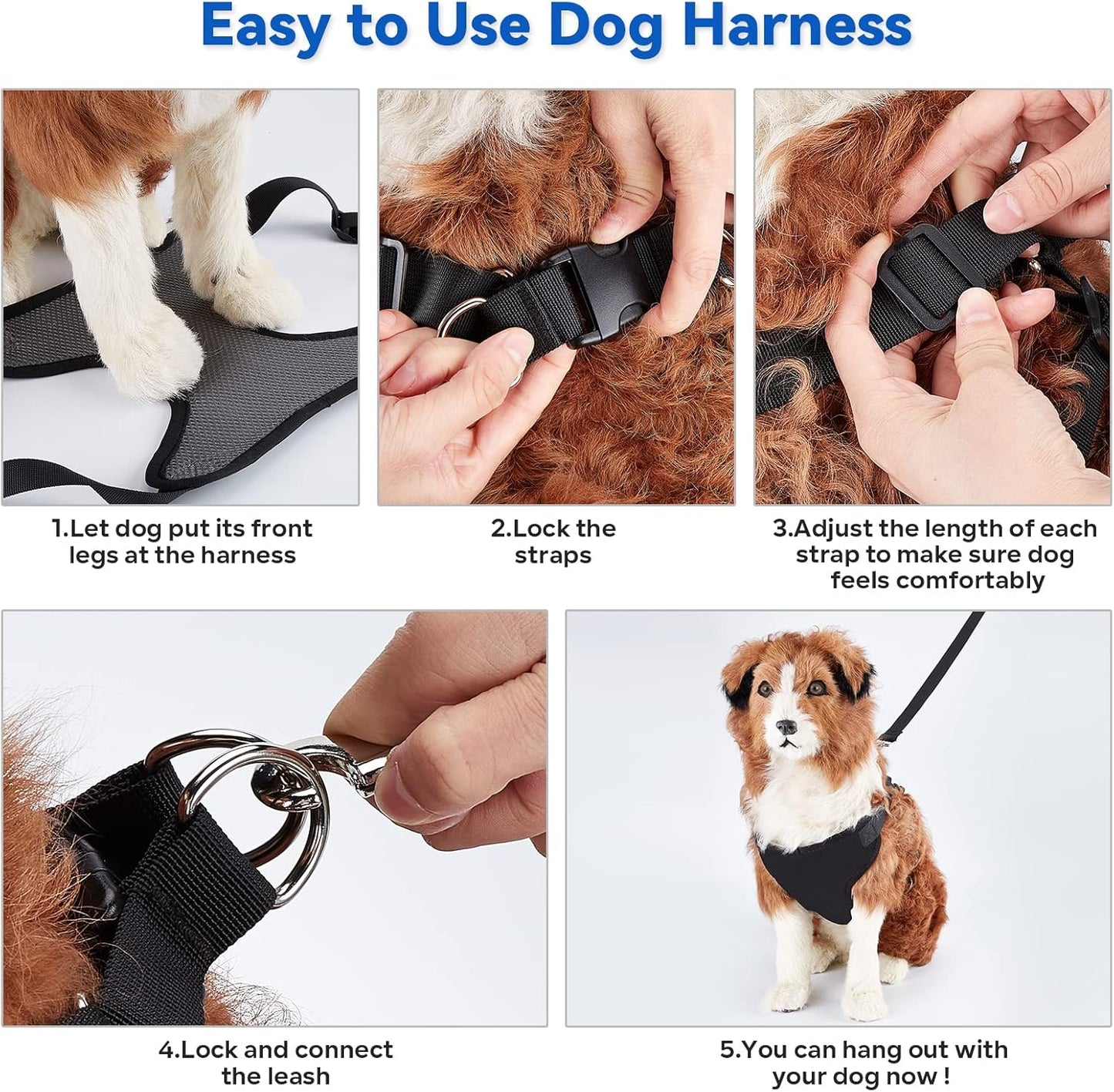 2 IN 1 Dog Grooming Hammock with Multifunction Leash, No-Pull Harness, Adjustable Loop/Leash and Stainless Hooks, for Large Size Cat/Dog
