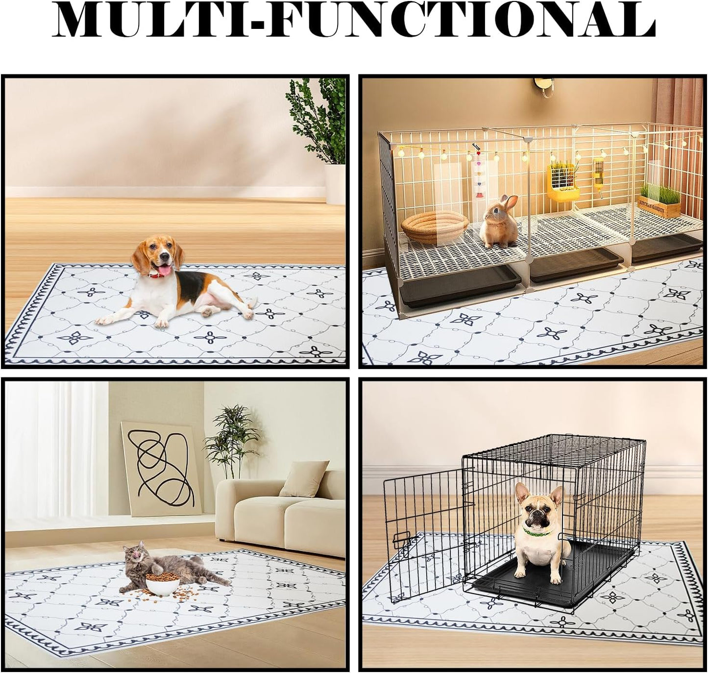 kathson Extra Large Rabbit Cage Liner,78.7×39.4in Reusable Guinea Pigs Rug Anti-Slip Dog Playpen Mat Washable Bunny Floor Mat for Hamster Cats Dog Guinea Pig Chinchillas Ferret