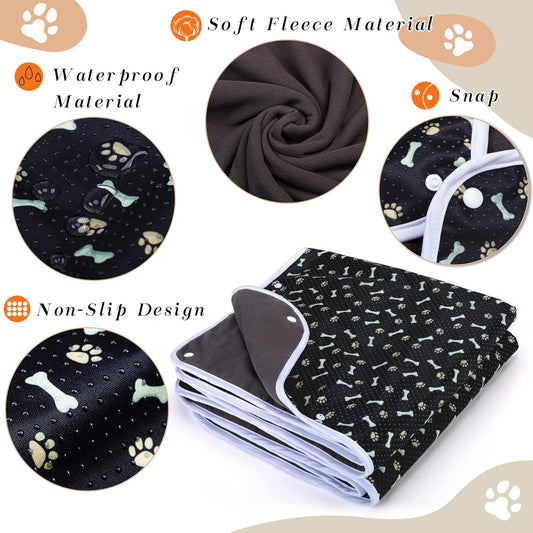 Teamoy 1 Pack 2 Dog Blanket, Waterproof Dog Bed Cover Protector for Sofa Couch(Black, 27.5" x 27.5")