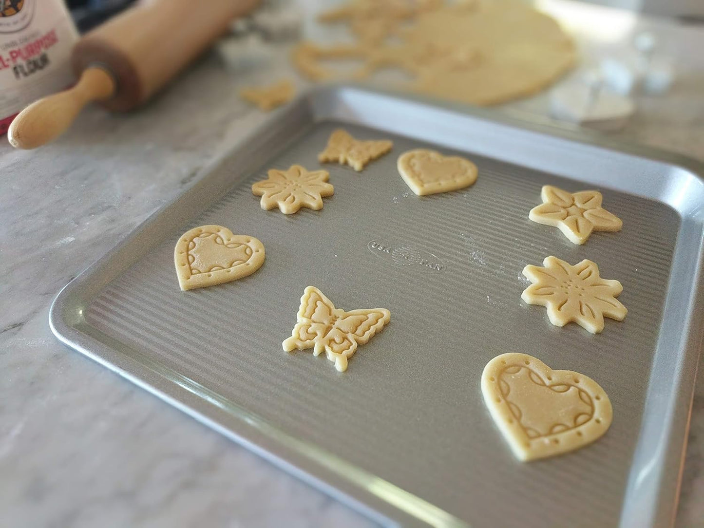 USA Pan Bakeware Easy Slide Non Stick Cookie Sheet Pan, Medium