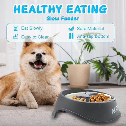 Slow Feeder Bowl, Anti-Choking Puzzle Dog Food Bowls, Food Bowls Slow Feeder Small Breed, Non Slip Interactive Dog Feeding Bowls for Healthy Eating, Prevents Puppy Overeating, Black