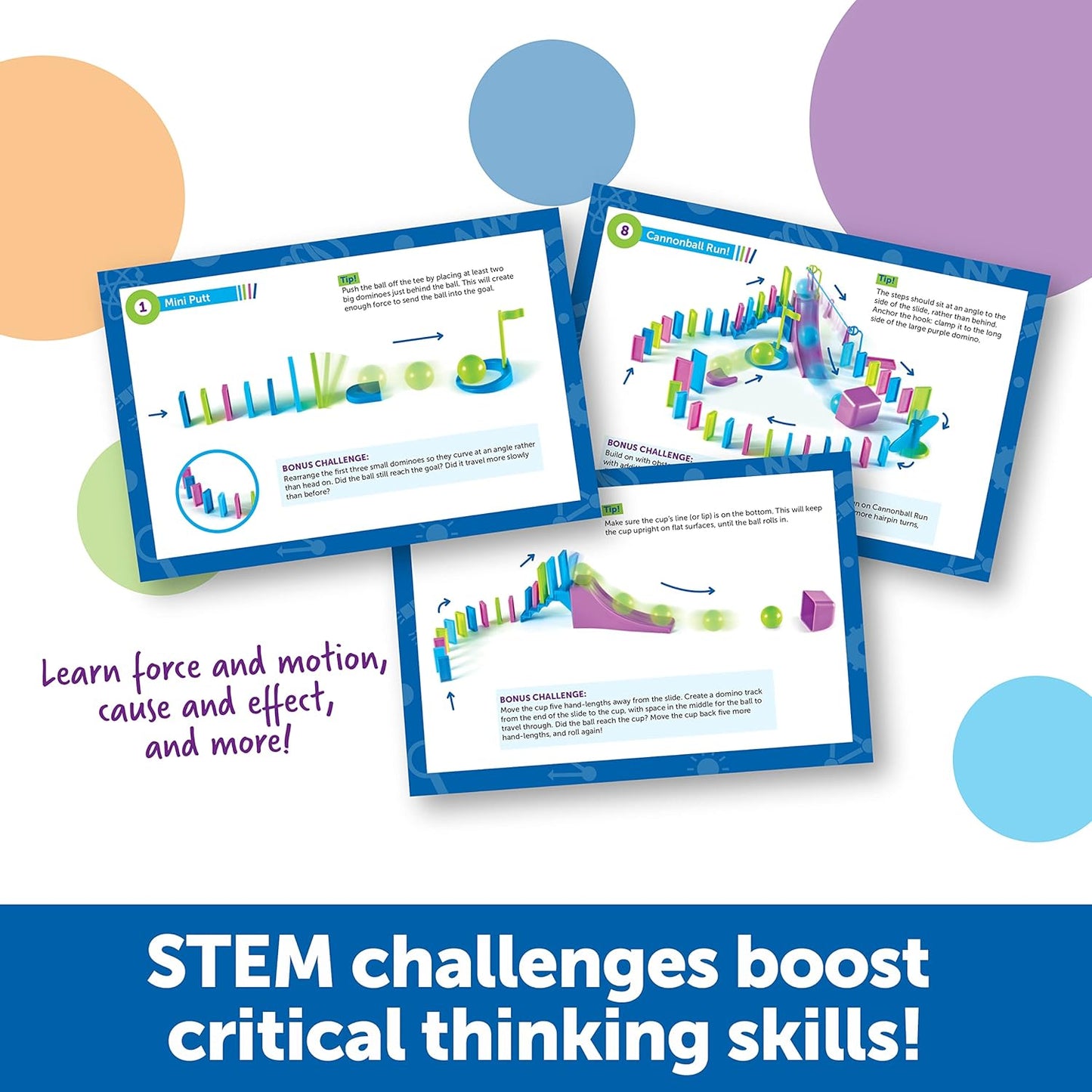 Learning Resources STEM Explorers Domino Action - 59 Pieces, Age 5+ STEM Toys for Kids, Domino for Kids