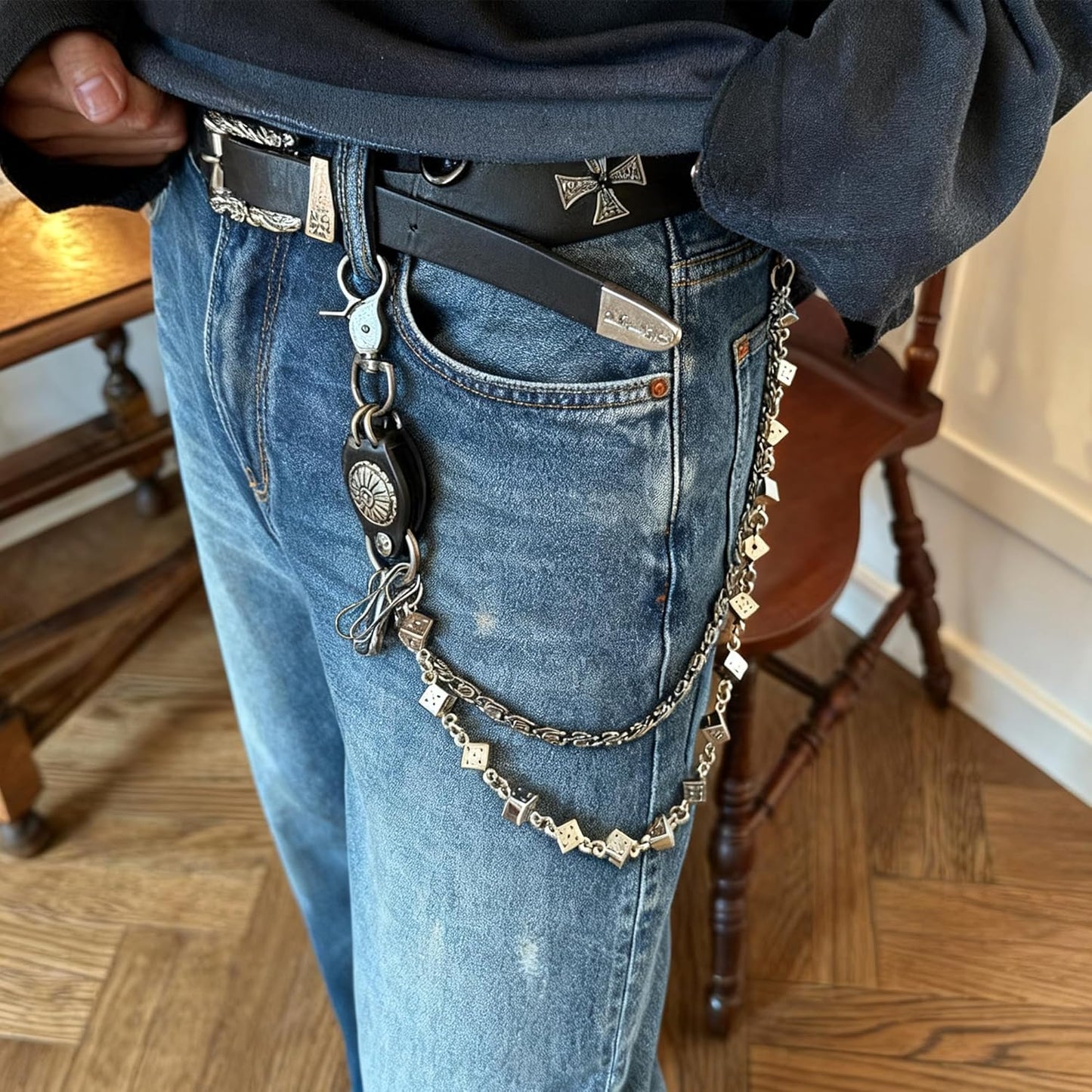 Dice Pocket Pants Chain: Stylish Jean Chain for Men Women, Chic Rockstar Streetwear Goth Y2K Biker Accessories