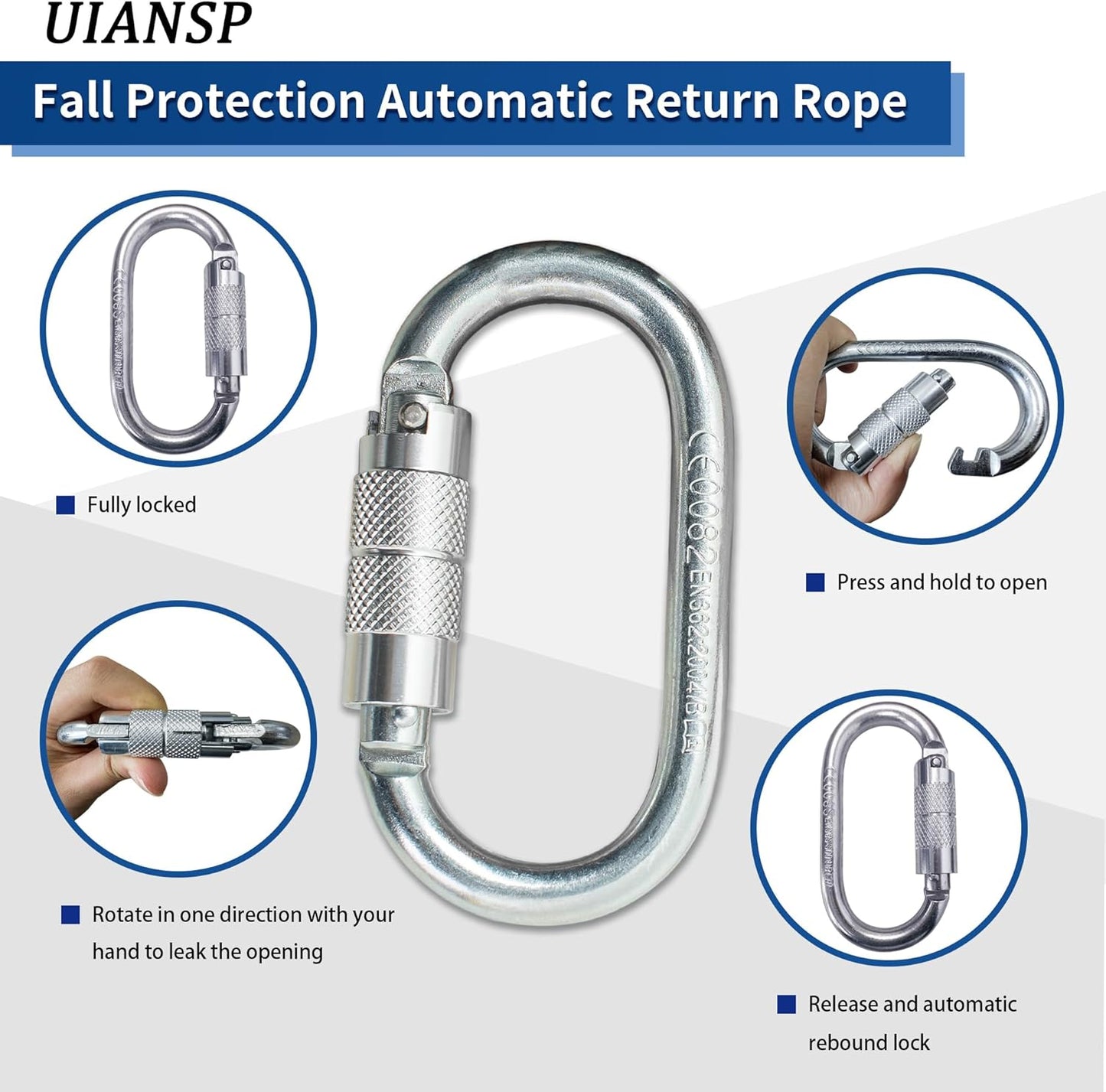 6ft Self Retracting Lifeline Retractable Fall Arrest Construction Roofing/Fall Protection Retractable Safety Lanyard External Shock Absorber Fall Arrest Safety