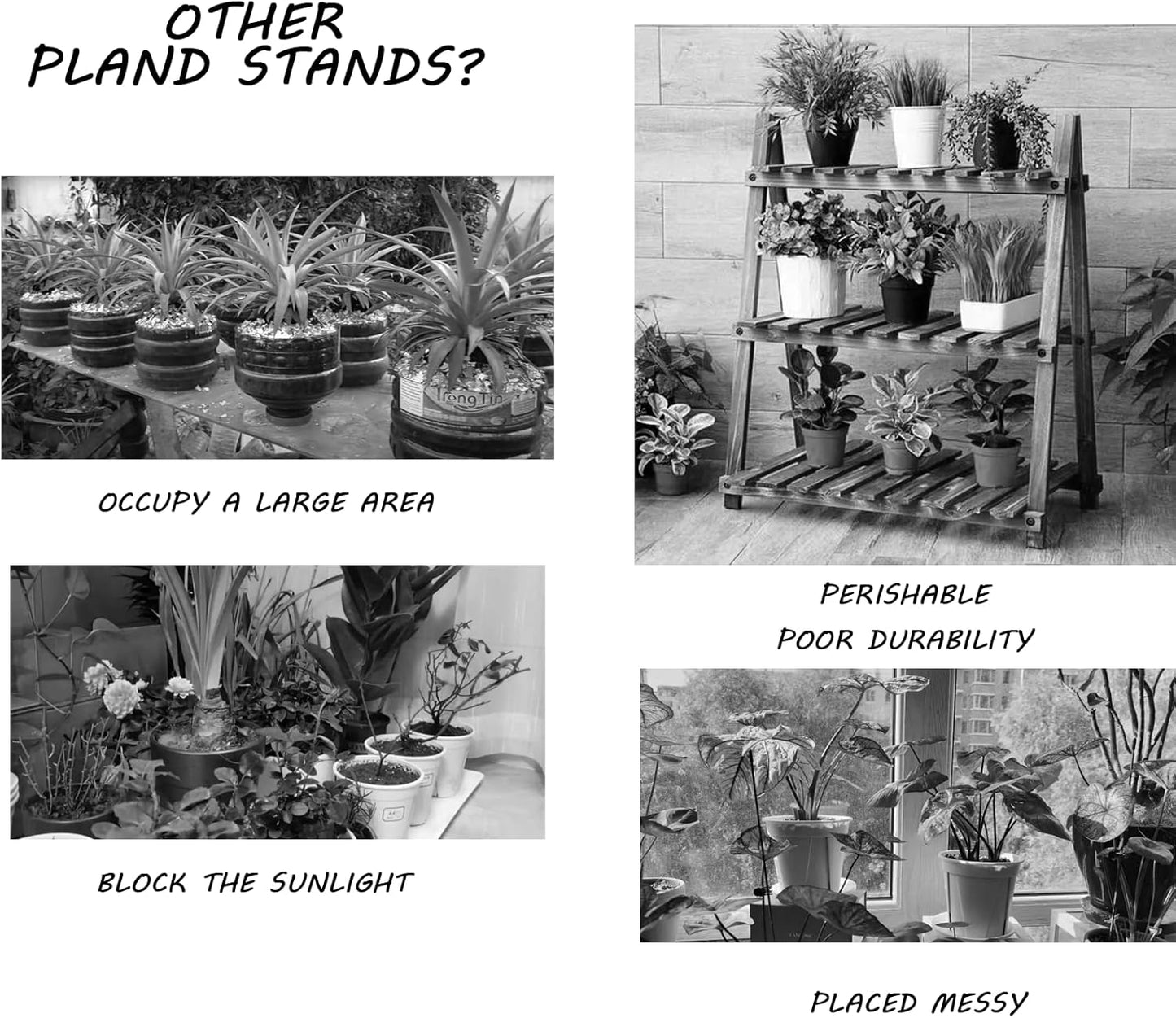 HLC 3 Tier Tall Plant Stand Outdoor Flower Stand Flower Pot Holder Display for Patio Garden Corner Balcony Living Room