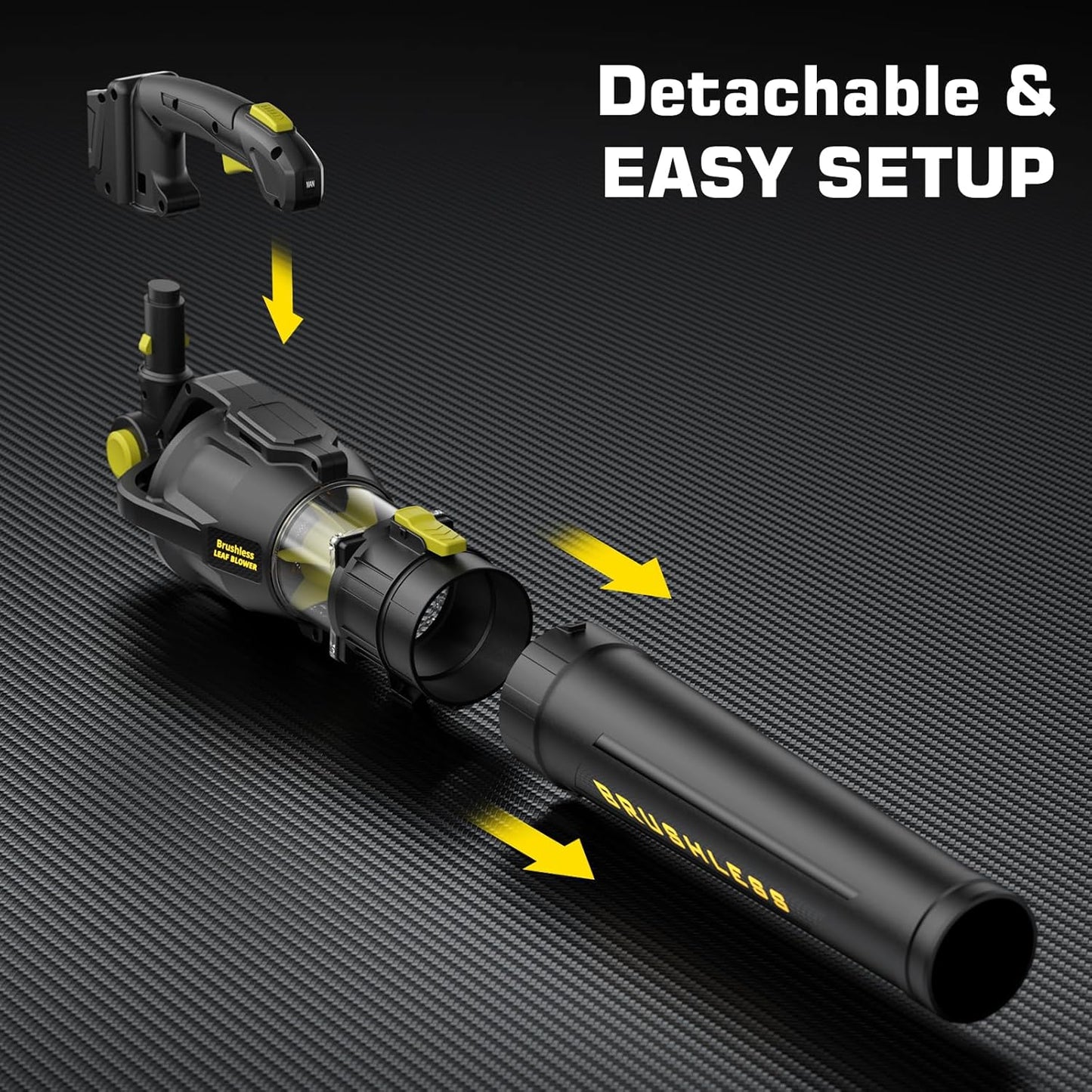 Leaf Blower for Dewalt 20V Battery, Brushless Blower with Variable 5-Speed, Turbo, 0-90° Adjustable Handle, 500 CFM 150-MPH Blowers for Lawn Care, Patio Cleaning (Black)