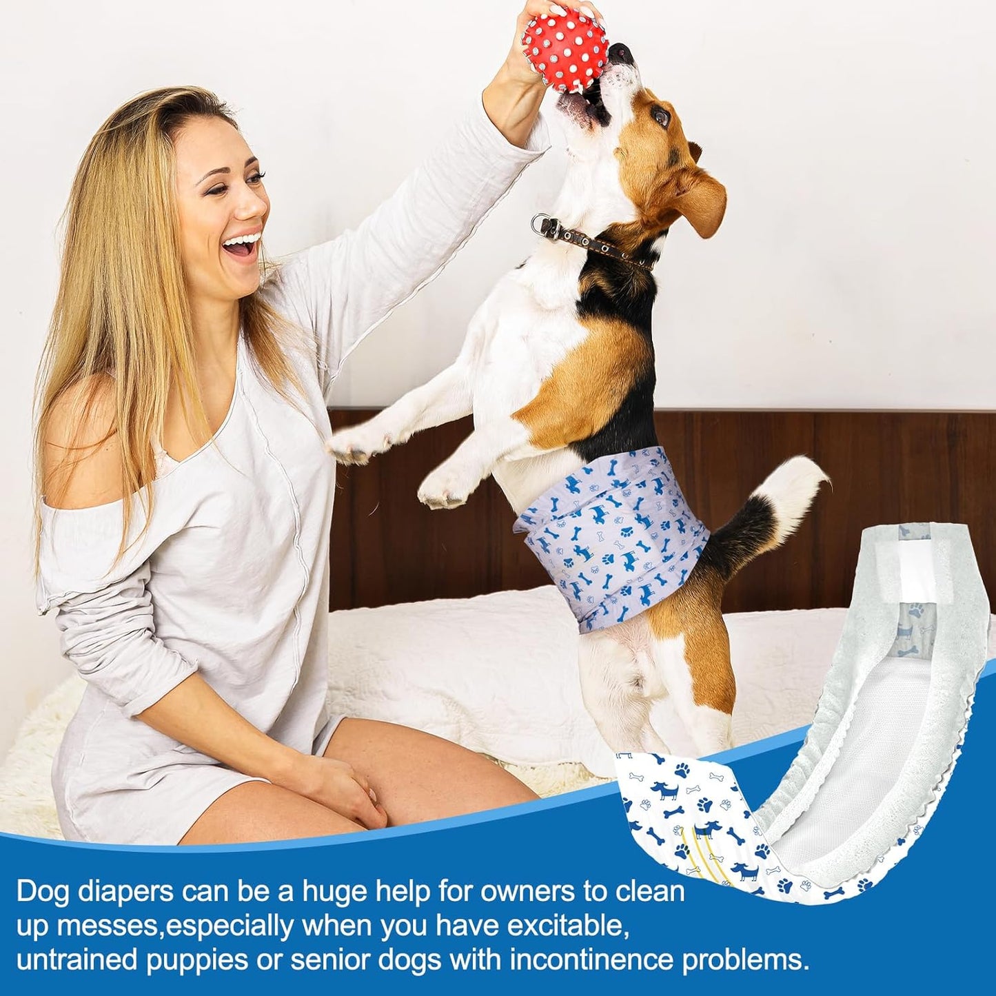 Pet Soft Male Dog Diapers - Disposable Male Dog Wraps Wetness Indicator, Puppy Diapers Male for Excitable Urination or Incontinence, 20pcs XSmall