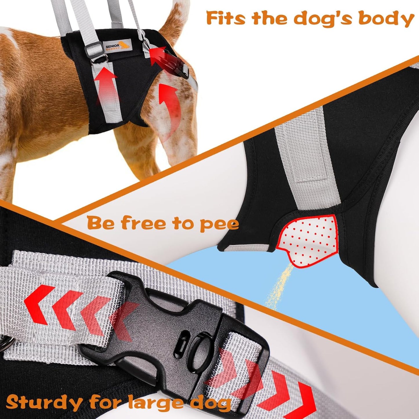 Dog Lift Harness for Medium Dogs,Dog Sling for Back Legs,with Handle,Rear Leg Support/Walk/Up Stairs/Dogs Joint Injuries/Arthritis