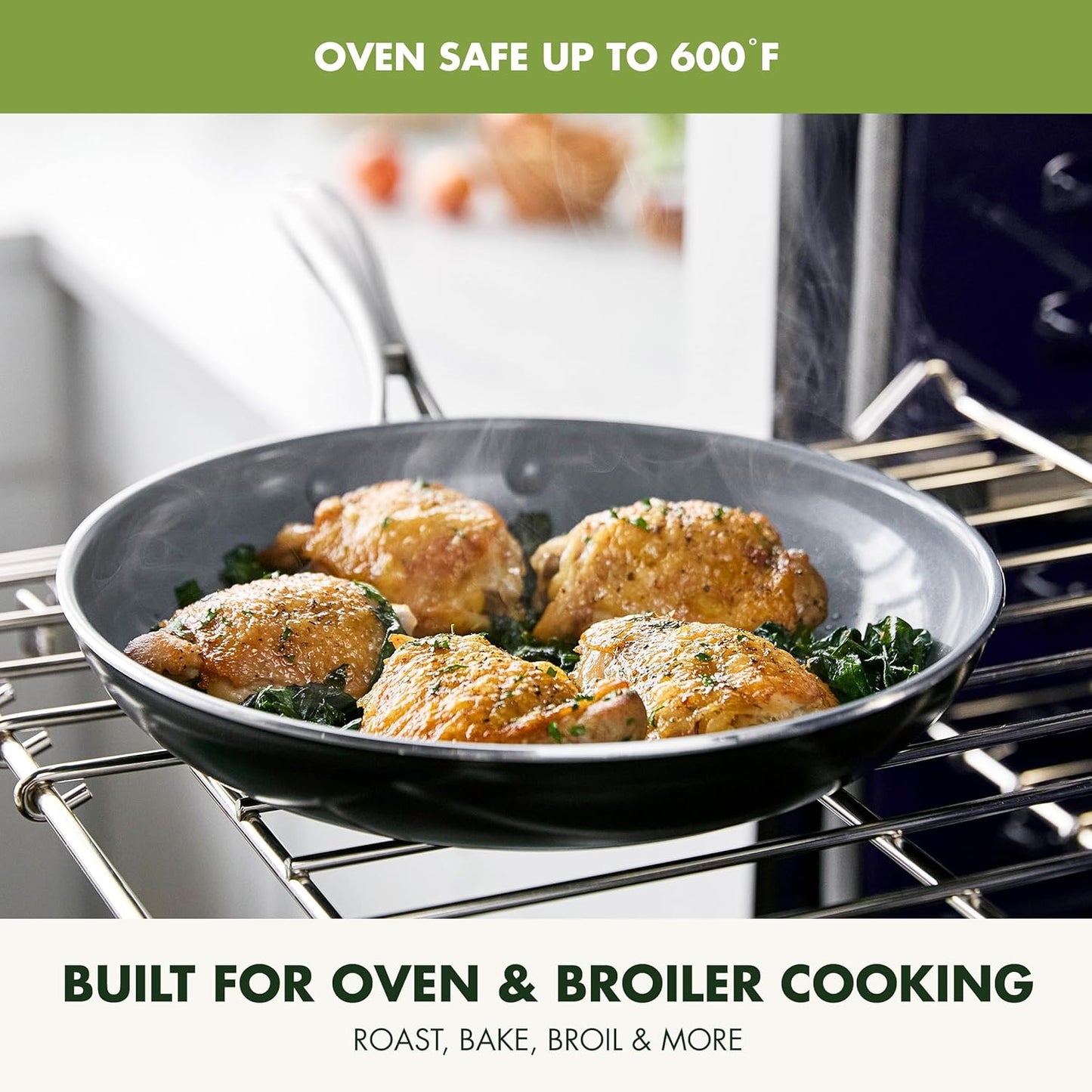 GreenPan Swift Healthy Ceramic Nonstick, 8" and 10" Frying Pan Skillet Set, Stainless Steel Handles, PFAS-Free, Dishwasher Safe, Oven Safe, Black