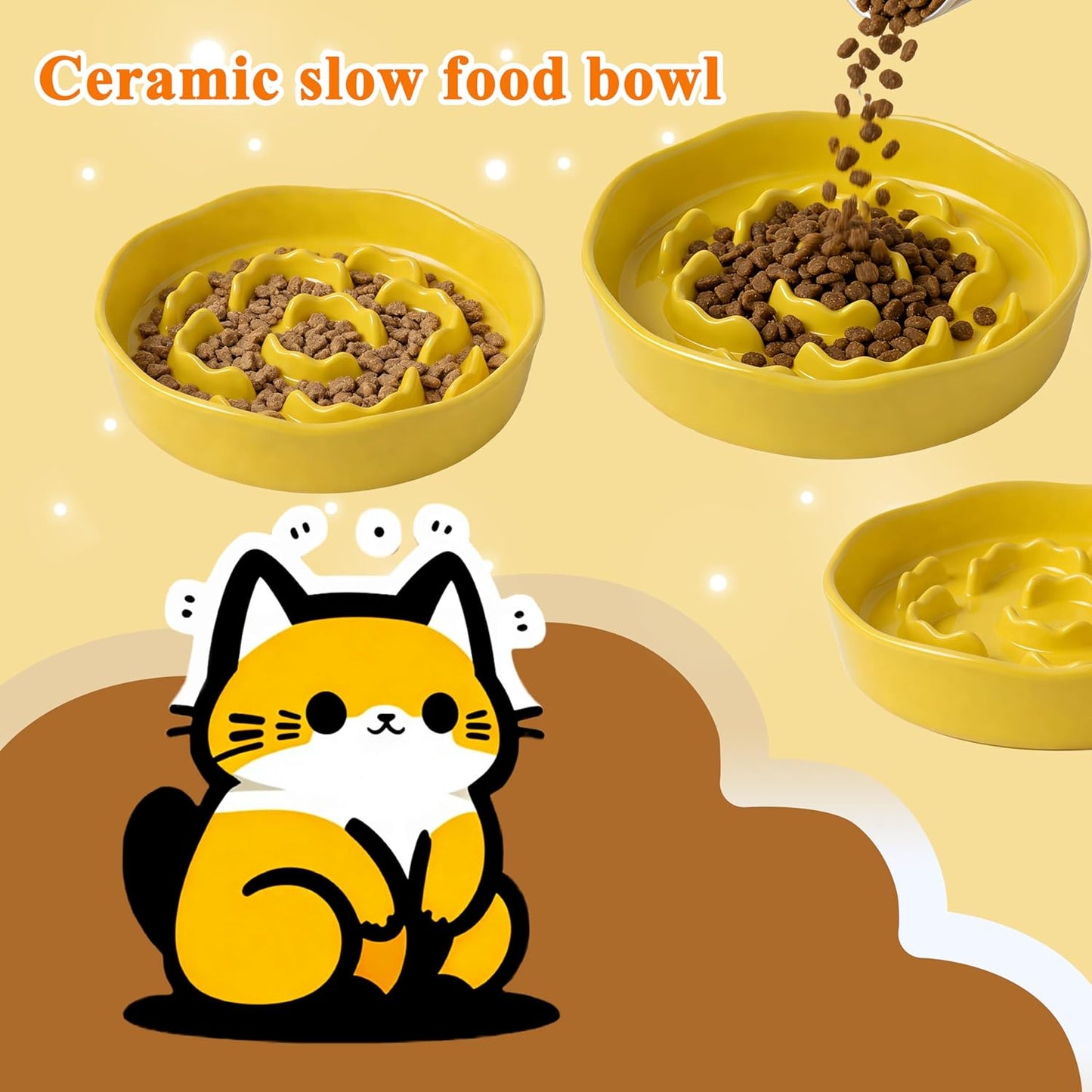 Slow Feeder Dog Bowl – 1.5-Cup Ceramic Feeding Bowl for Small and Medium Breed, Puzzle Dog Food Bowl for Fast Eater, Microwave-Safe, Non-Slip, Dishwasher(2 Pack)