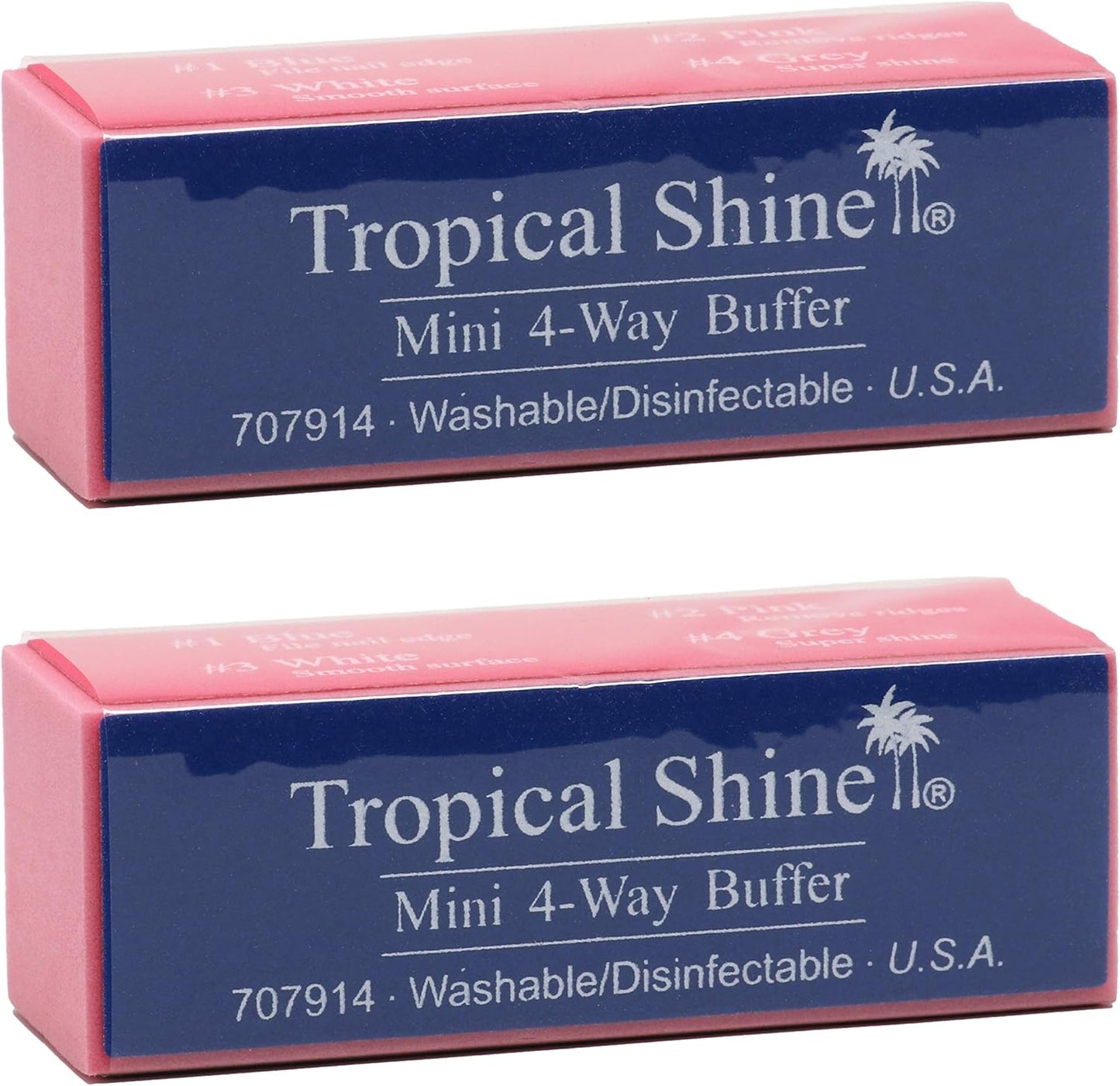 Tropical Shine Mini 4 Way Buffer Block - Professional Nail Buffering Block for Shaping, Smoothing, and Polishing Nails - Portable Nail Care (2 Pack)