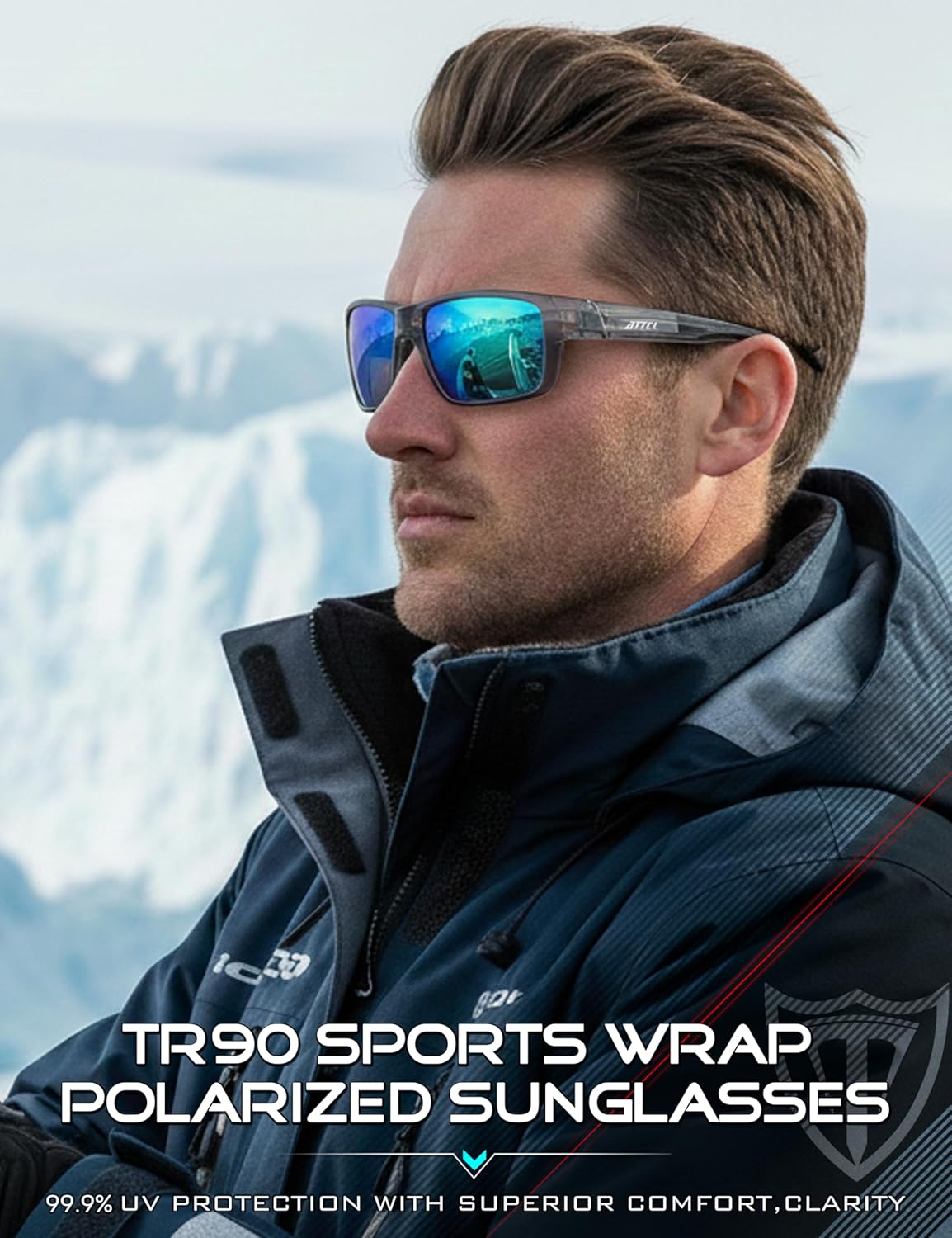 ATTCL Polarized Sunglasses Men for Fishing: UV Protection Lightweight TR90 Sports Wrap Sun Glasses Driving Golf Running
