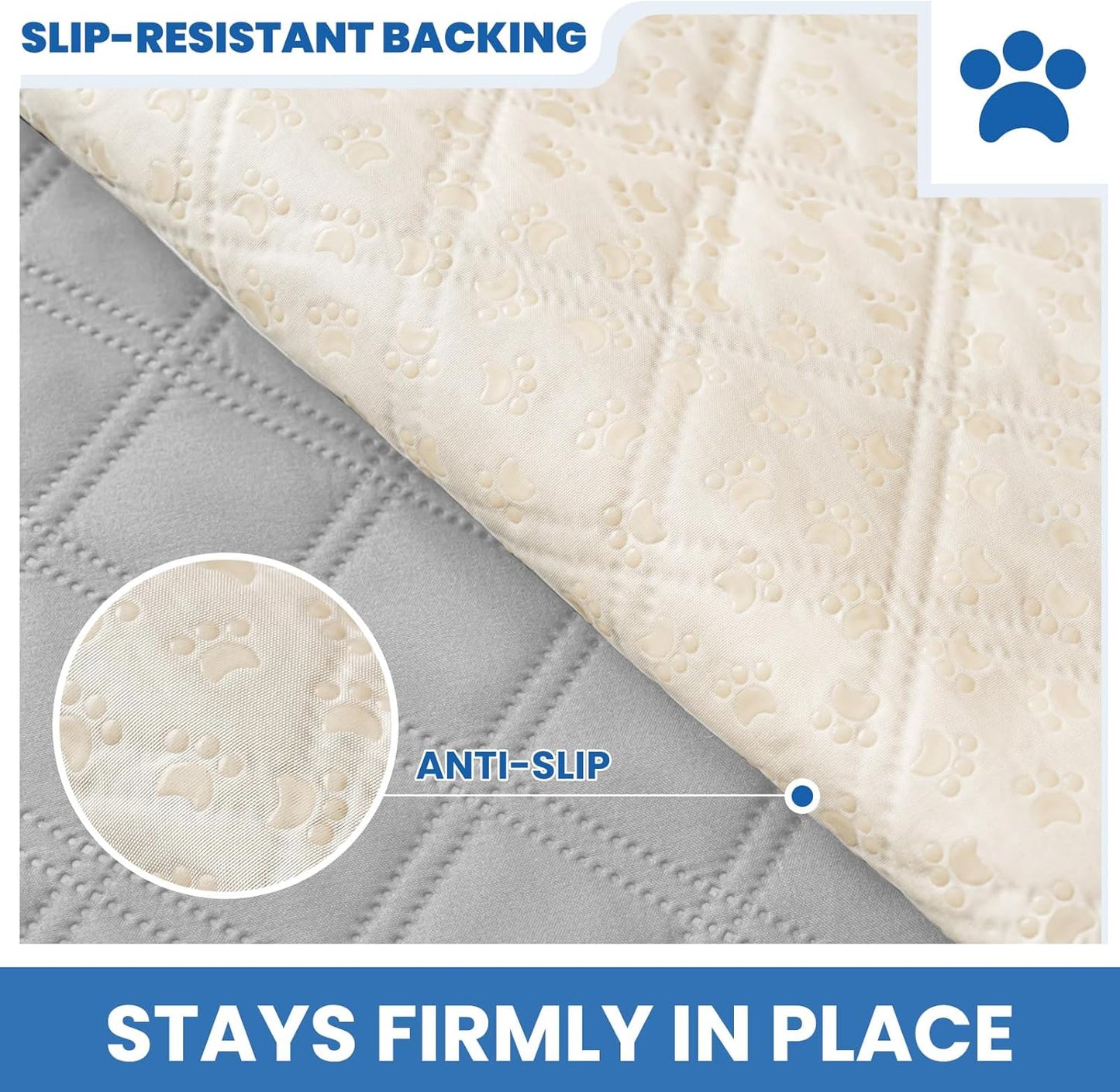 Waterproof Dog Blanket, Non-Slip Soft Pet Bed Cover, Couch Cover for Dogs Washable, Protects Sofa, Furniture, Crate, Car, Tear Resistant Leakproof Pet Blanket (30x70 Inch, Light Grey)