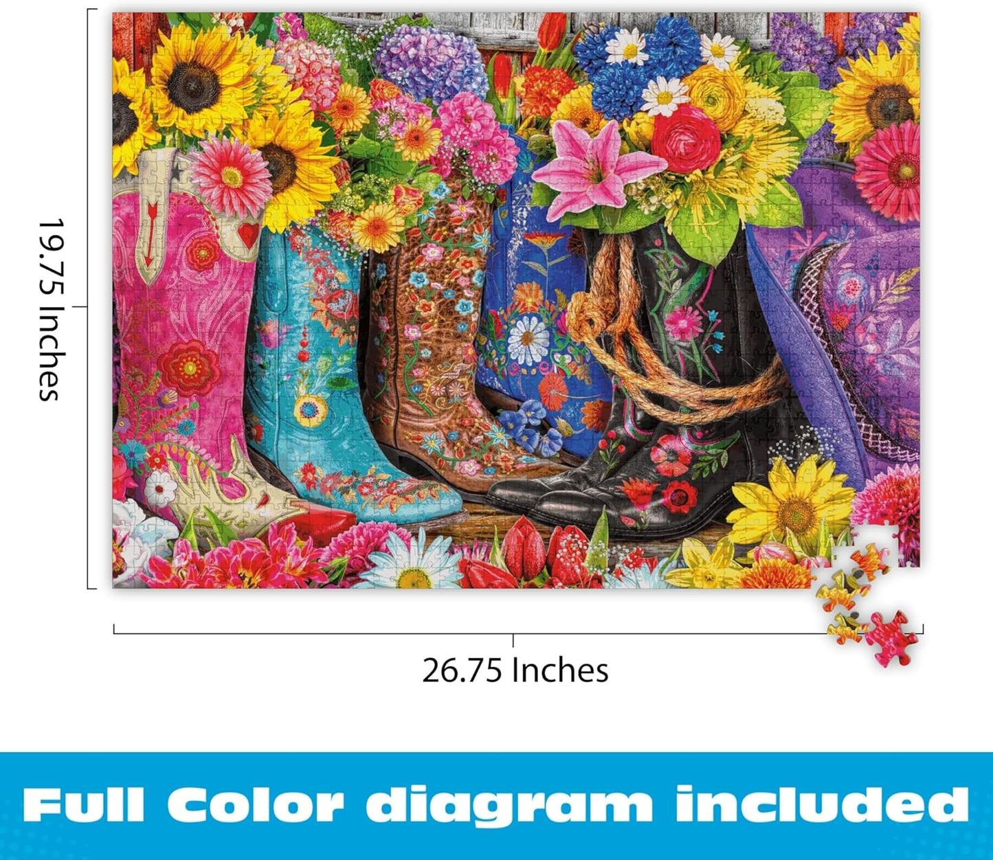 Buffalo Games - Cowgirl Colors - Lars Stewart - 1000 Piece Jigsaw Puzzle for Adults, Vibrant Floral Western Art, Challenging Puzzle for Game Nights, Finished Size 26.75 x 19.75, Made in the USA