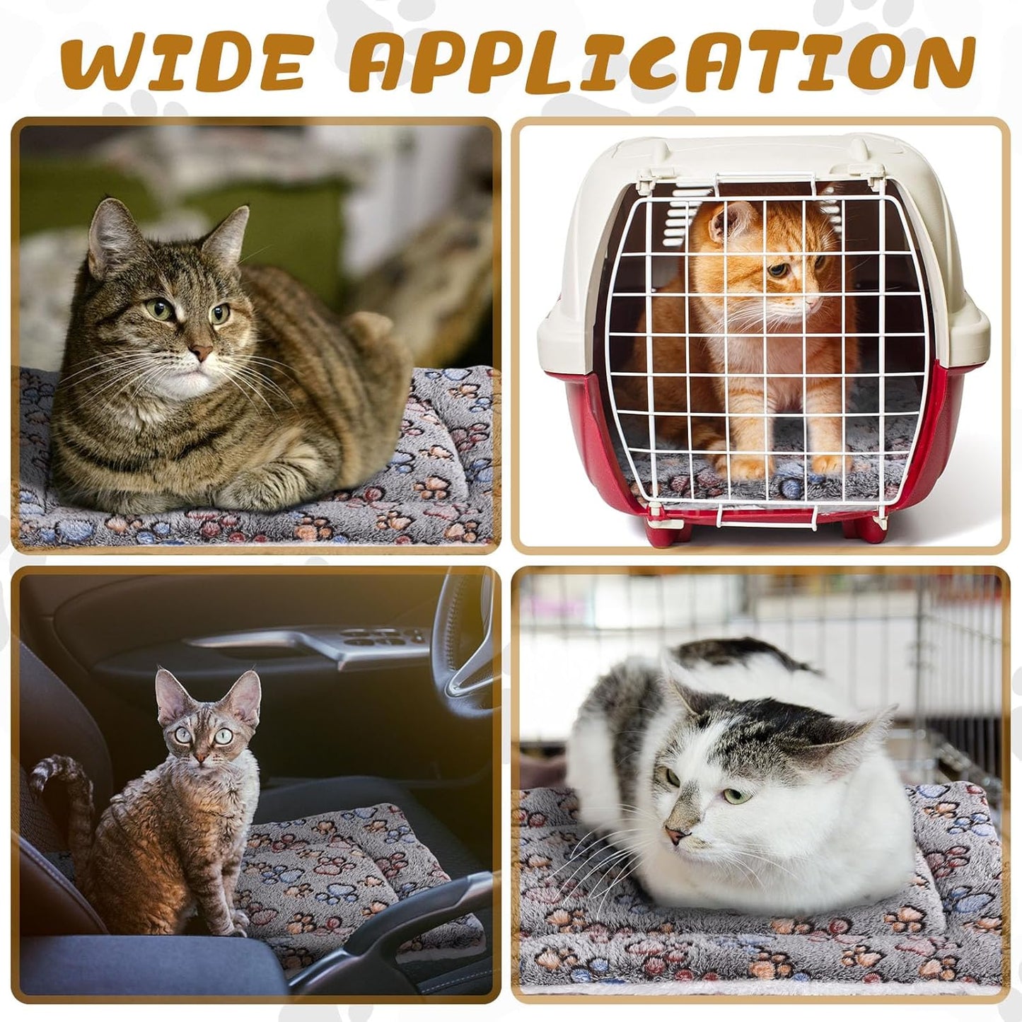 Tuanse 4 Pack Ultra Soft Dog Cat Bed Mat Small Animal Guinea Pig Bed with Cute Print Reversible Fleece Dog Crate Kennel Pad Cozy Washable Thickened Hamster Pet Beds Mat(21 x 14 Inches,Gray)