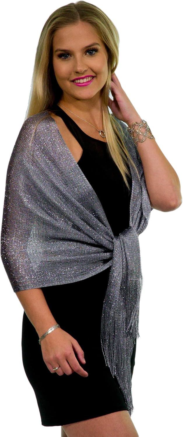 ShineGlitz Shawls and Wraps for Evening Dresses, Metallic Glitter Shawls for Women, Sparkling Wedding Giving Shawl Gift