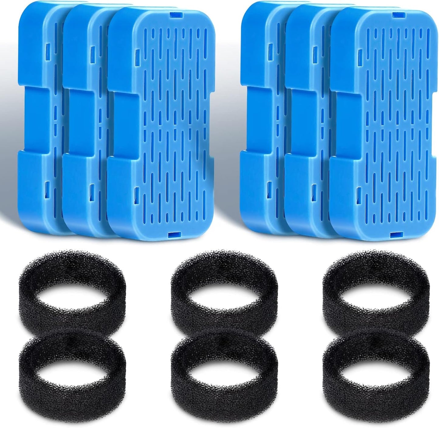 Cat Water Fountain Filters Replacement: 6 Carbon Filters + 6 Sponge Filters - Pet fountain with filter for keeping water fresh and clean, for 2L Cat Fountain H3 GOOSTOO