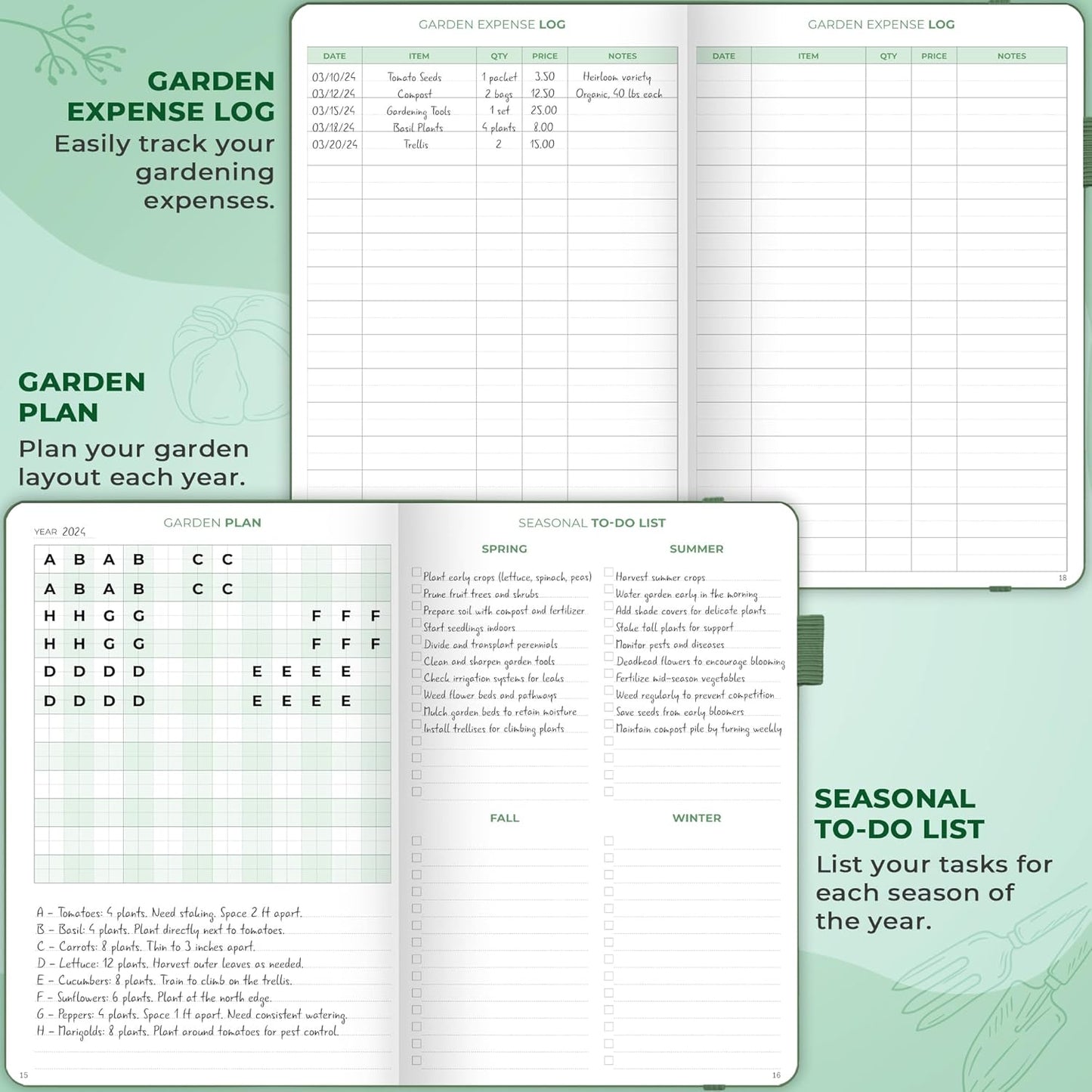 Clever Fox Gardener’s Journal – Guided Gardening Notebook to Plant Vegetables, Flowers & Herbs – 5-Year Garden Log Book for Beginners (Forest Green)