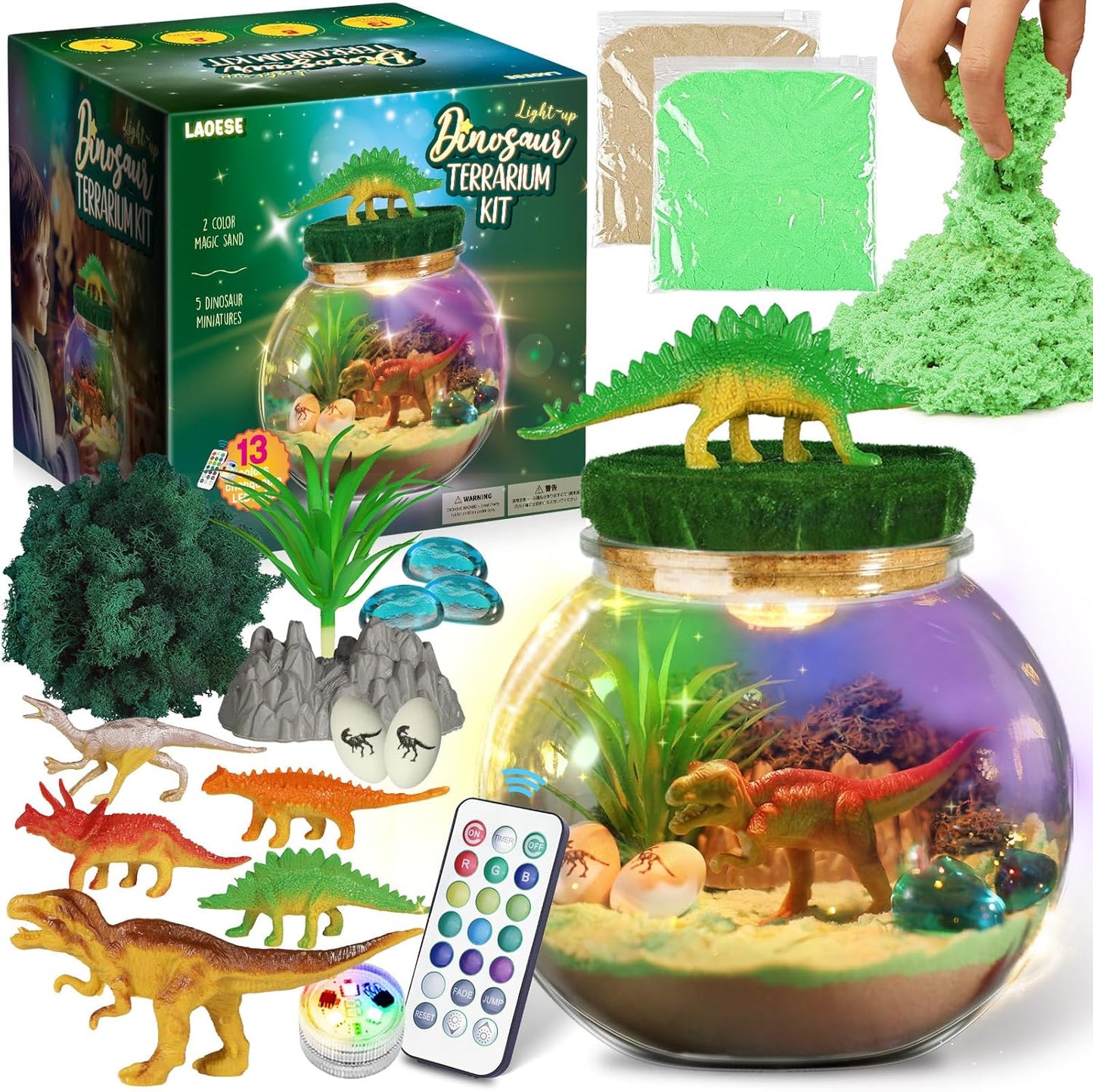 Dinosaur Toys for Kids - Dinosaurs Terrarium Kit for Kids - Birthday Easter Gifts for Boys Ages 4 5 6 7 8-12 Year Old - DIY Dino Toys for Boys - Arts and Crafts Kit for Kids
