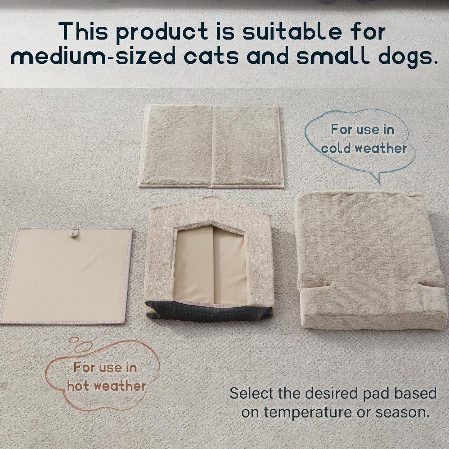 Cat Beds for Indoor Cats,Large Cat Houses for Cats,Small Dogs,Cat Cave with Orthopedic Cushion,Foldable Cat Condos,Hideaway,Shelter,Cat Tent for Small and Medium Pet Bed