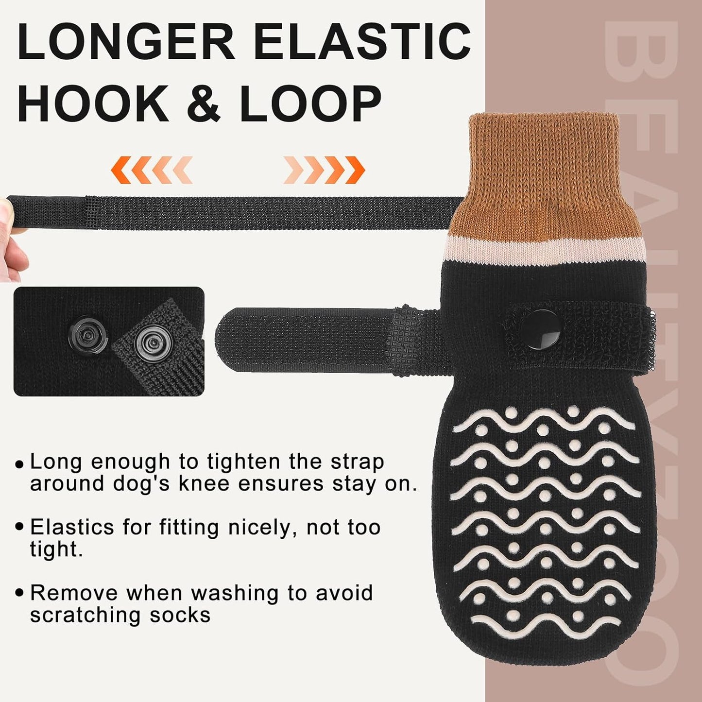 BEAUTYZOO Dog Socks to Prevent Licking Paws -Dog Shoes for Cold Winter Snow, Dog Boots & Paw Protectors with Grippers on Hardwood Floors, Anti Slip Dog Booties for Small Medium Large Senior Dogs