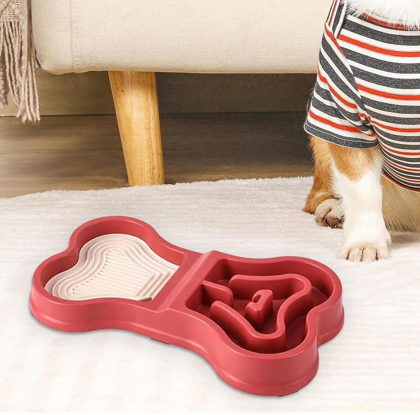 Dog Food Bowls - Puppy Feeder, Gentle Puzzle, Feeding Supplies with Durable Feature, Portable Dish with Practical Detail, Bowl, Pet Home Travel Indoor Outdoor for Training Eating