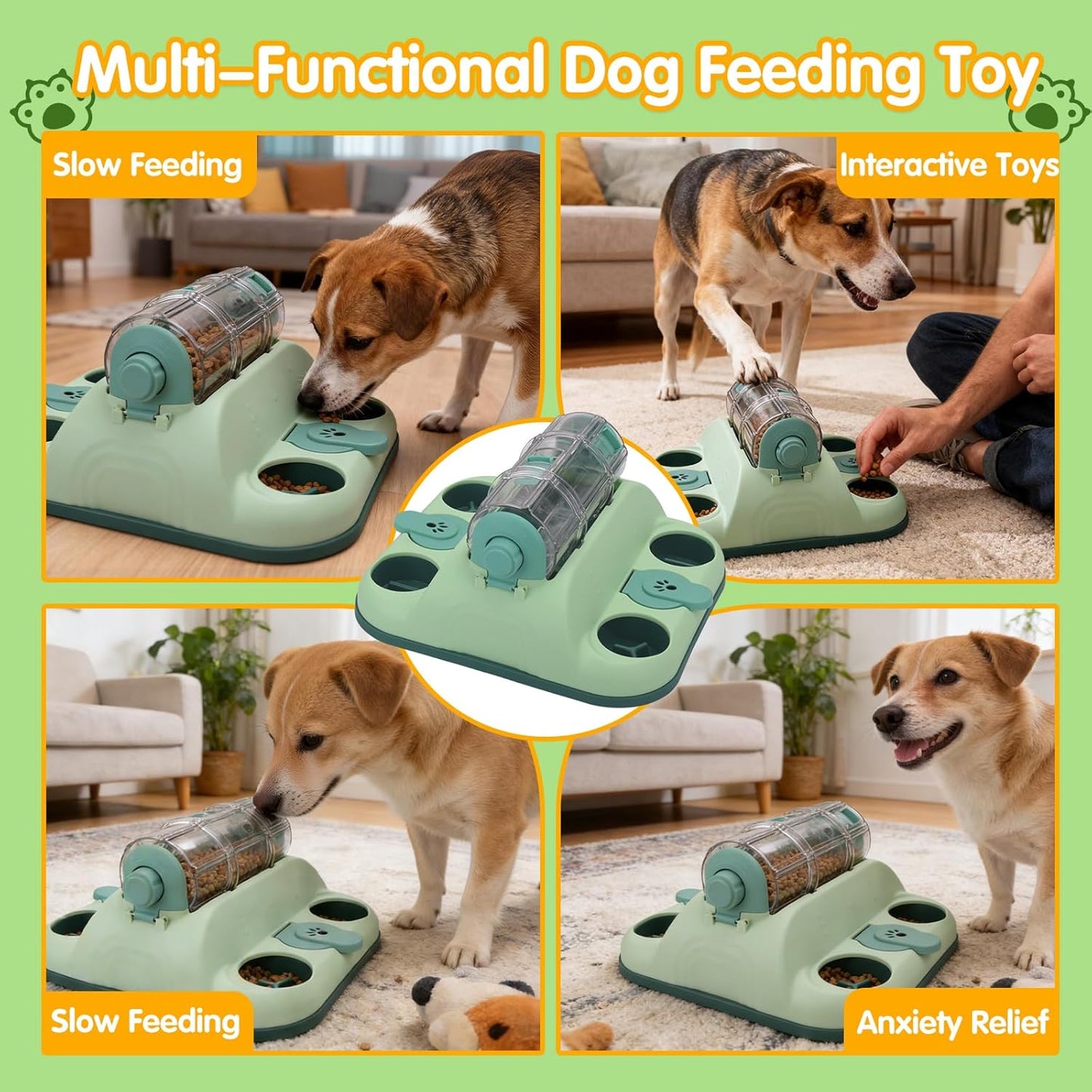 ELEGX Dog Puzzle Toy, Paw-Activated Rolling Interactive Dog Treat Puzzle Toys, Fun Slow Feeder for IQ Training & Mental Stimulating, Treat Puzzles Feeding for All Breeds, 2 Levels of Challenge