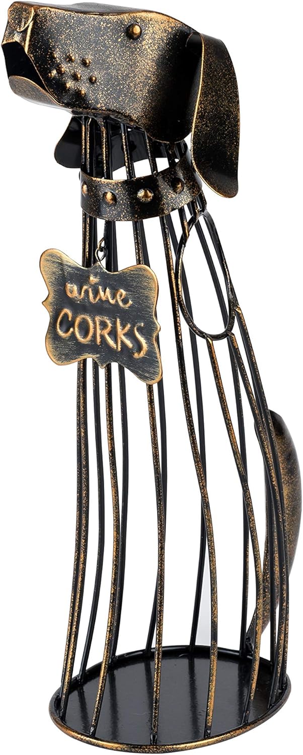 True Dog Wine Cork Holder Decorative in Metal with Bronze Finish, Corks Display Holders, Home Bar Accessories, Kitchen and Dining Room Decor, Set of 1
