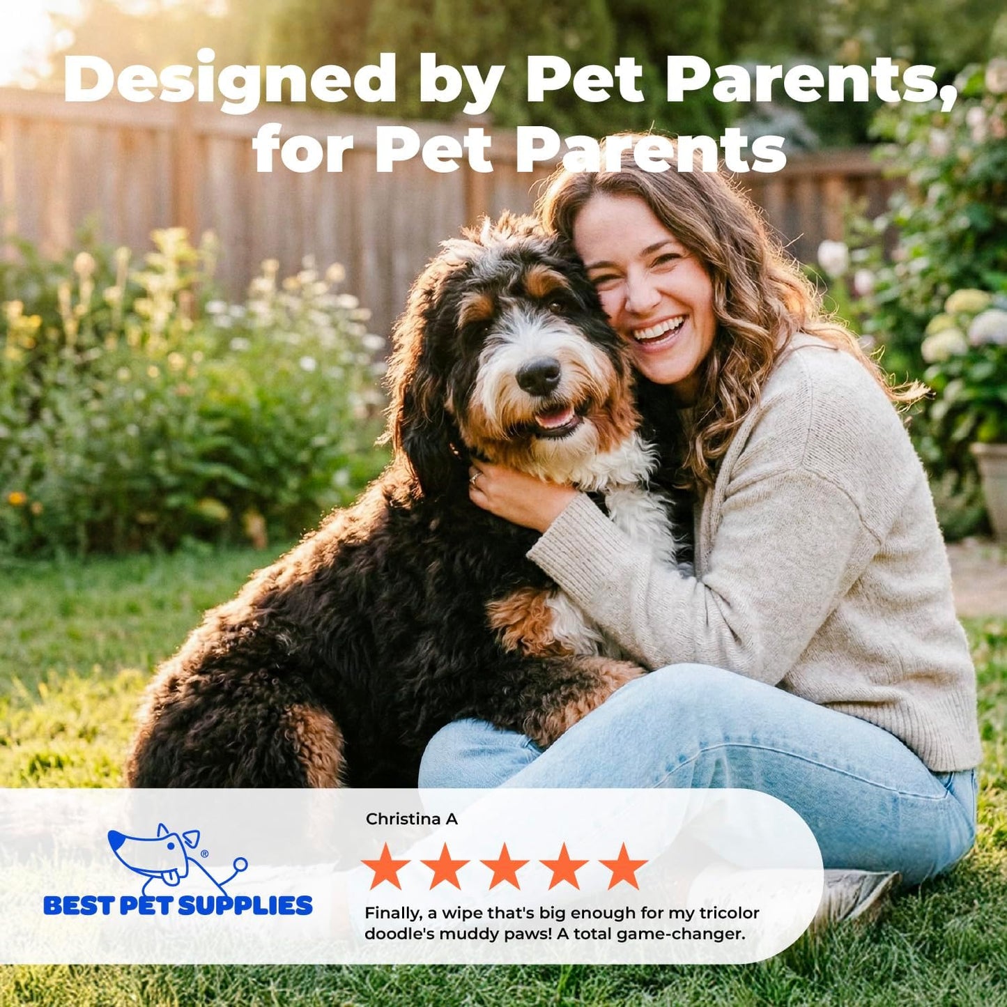 Best Pet Supplies 8" x 9" Large Dog Wipes - Cleaning and Deodorizing for Paws and Coat - Gentle Formula with Lavender Vitamin E for Puppies and Cats - 100 Count
