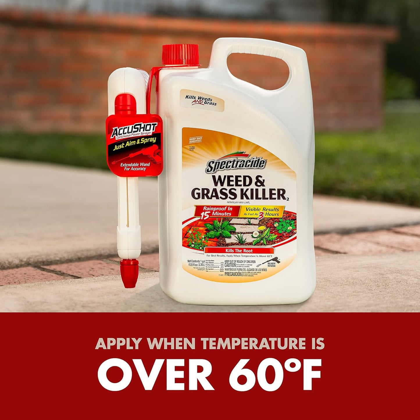 Spectracide Weed & Grass Killer, 1.33 Gallons, With AccuShot Continuous Power Sprayer Kills Broadleaf Weeds and Grasses Down to the Root, Rainproof in 15 Minutes with Visible Results in 3 Hours