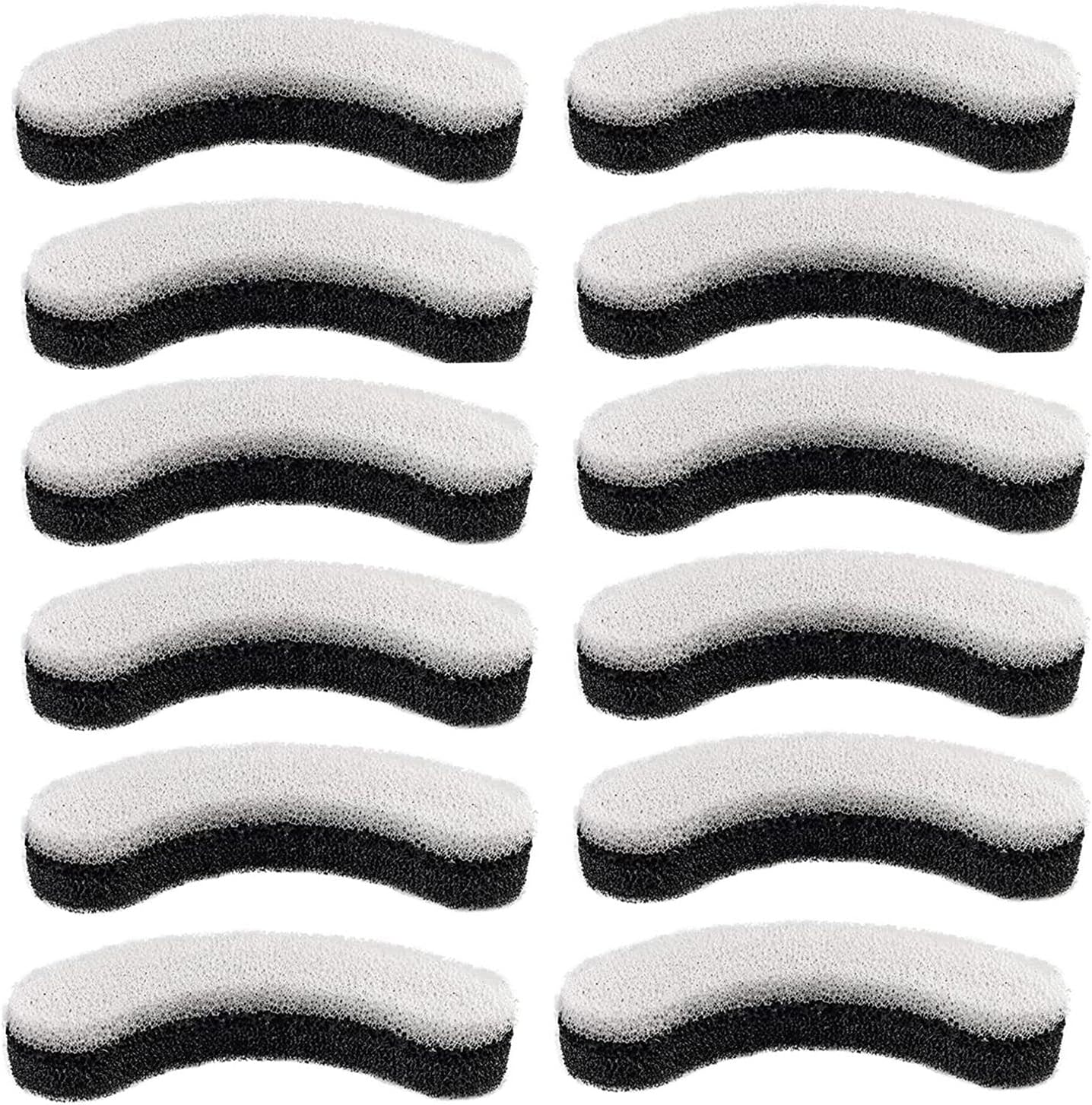 Replacement Premium Water Filter for NPET WF050 Transparent Water Fountain, Arc-Shaped, Washable Pet Fountain Filters with Triple Filtration System, 12 Pack