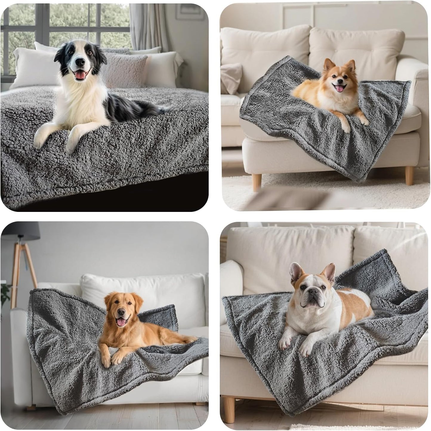 SORKUT Waterproof Dog Blanket for Small Dogs,Soft Pee Proof Puppy Blanket Reversible Calming Sherpa Fleece Furniture Protector Cover for Dogs Cats,Dark Gray-Small(40"x28")