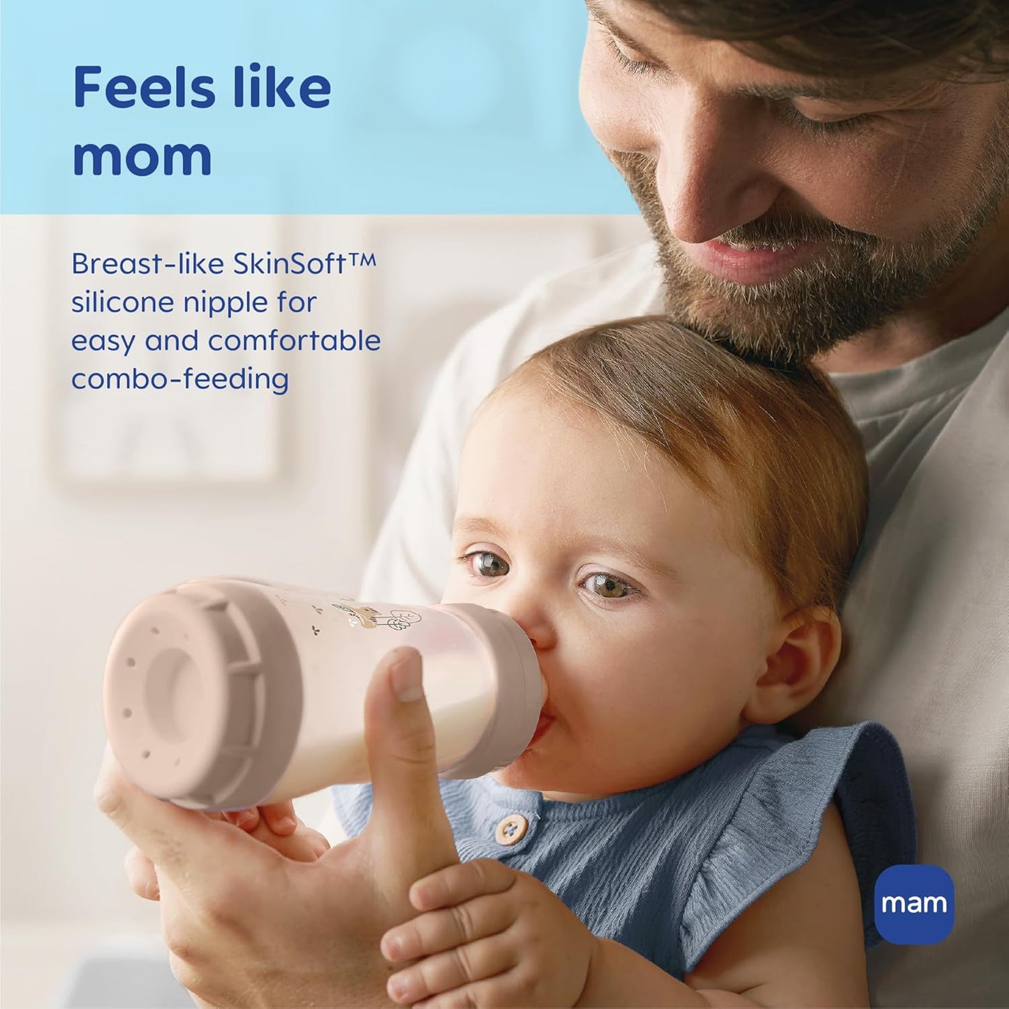 MAM 9oz Easy Start Anti-Colic Wide Neck Baby Bottle, Medium Flow Breastfeeding-Like Nipple, Reduces Colic Gas & Reflux, Easy to Clean, BPA Free, 2+ Months, Bonus Fast Flow Nipple, 4 Pack