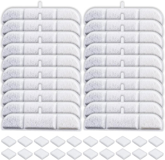 20 Packs Replacement Filters for DownyPaws Pet Wireless Cat Water Fountain 84oz/2.5L, Filter for Cat and Dogs Water Fountain DPWFP6(20 filter + 20 prefilter)
