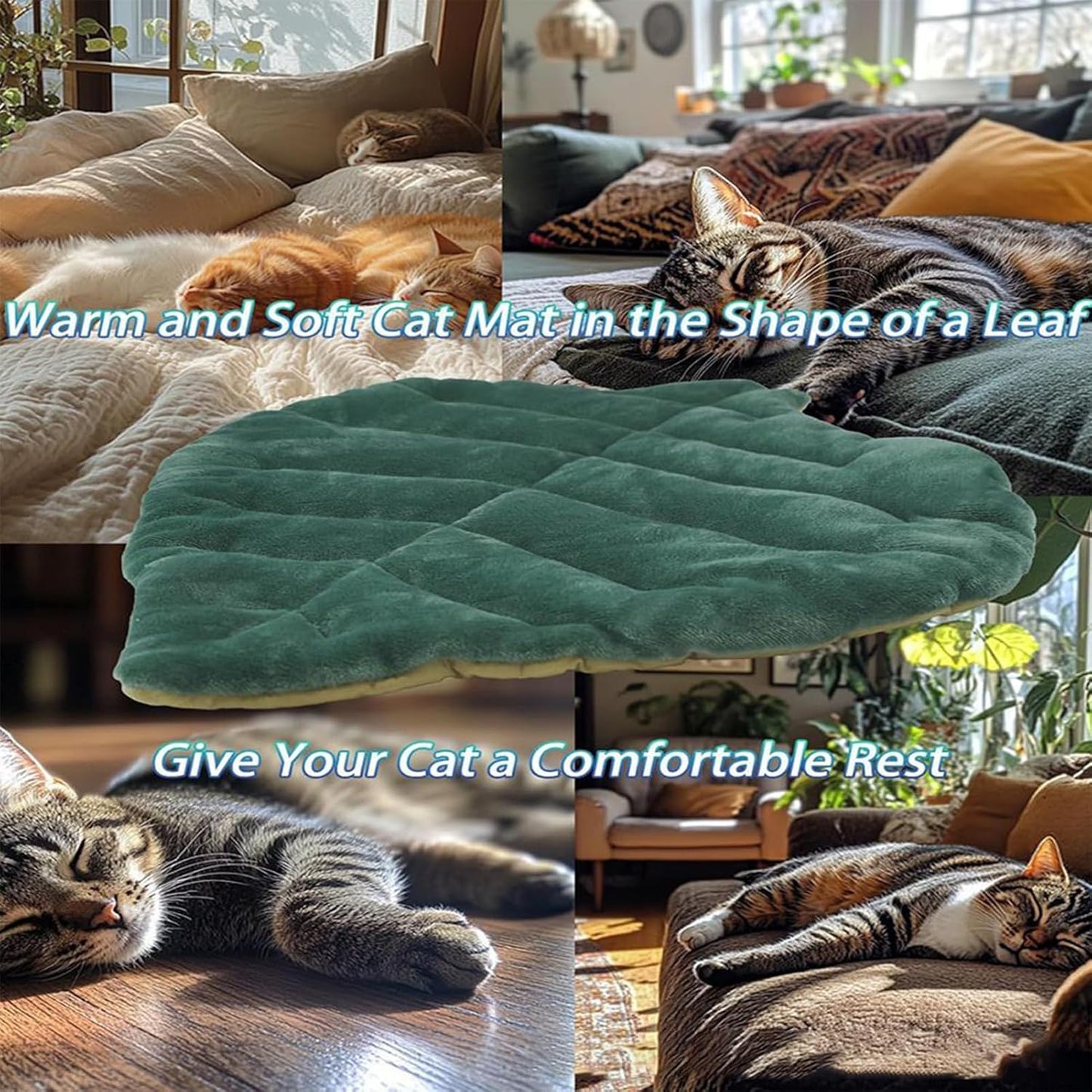 Washable Cat Bed, Warm Cotton Cat Mat Bed, Non-Slip Mattress Pet Supplies for Sleeping Indoor Outdoor Couch Crate Travel Car Seat Kennel Floor Kitten Puppy Animal
