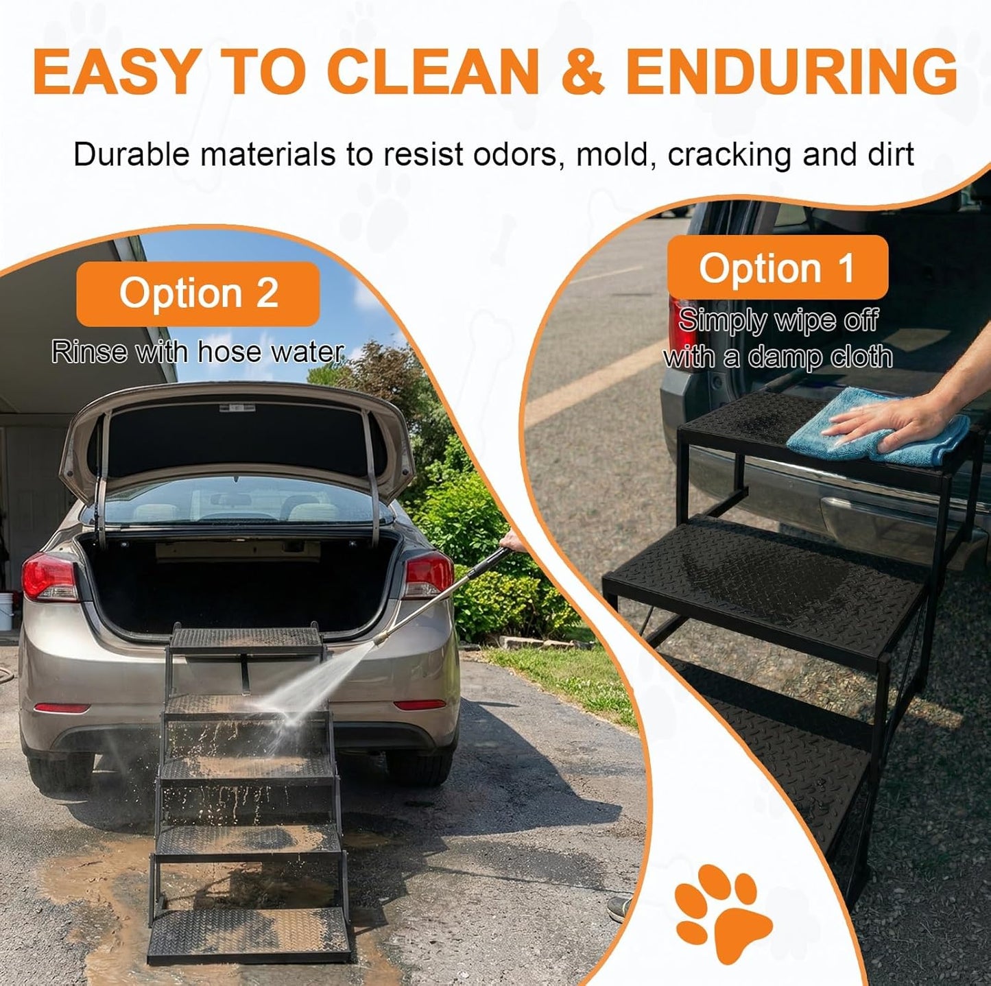 Dog Stairs for Car, Foldable Dog Steps for Large Dogs, 5-Step Ultra-Lightweight Non-Slip Dog Ramps Supports Up to 200 lbs, Suitable for SUV,Truck, Sofas, Bed