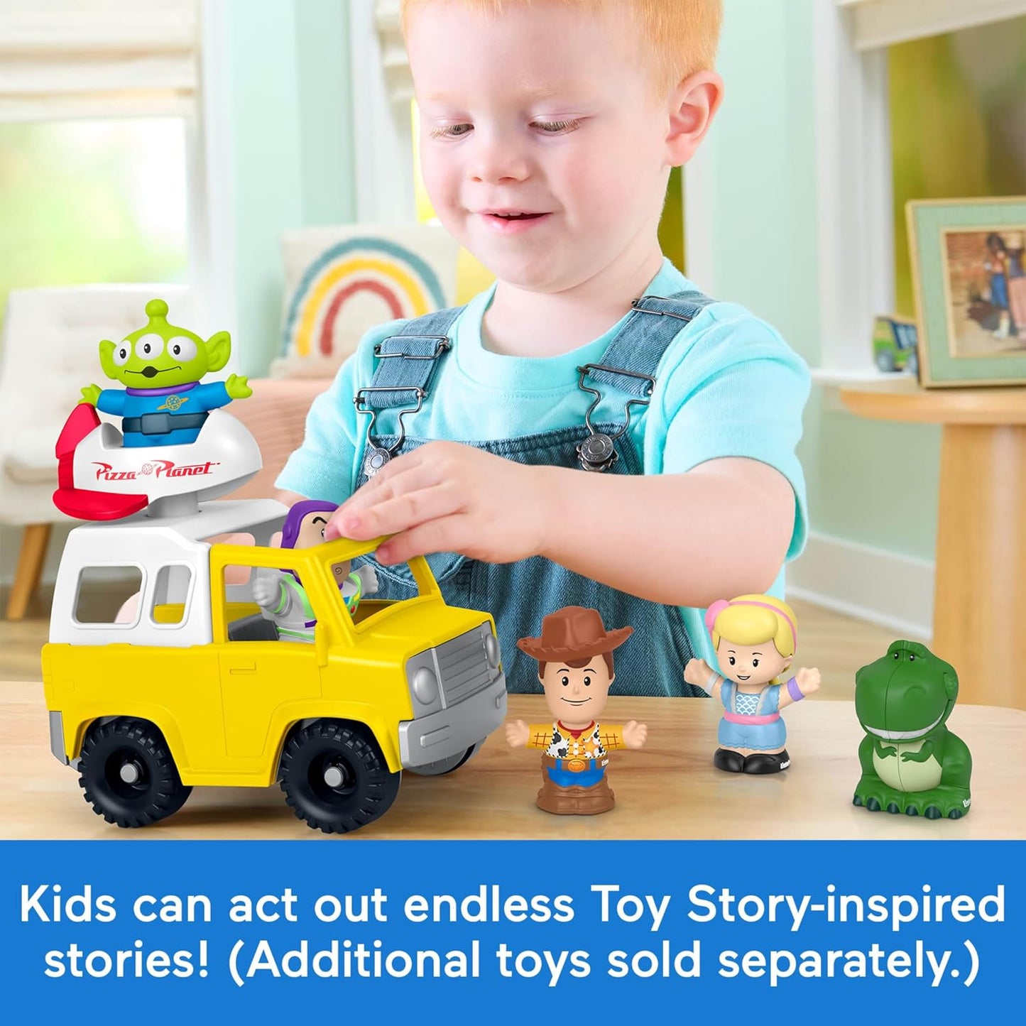 Fisher-Price Little People Toddler Toy Disney & Pixar Toy Story Pizza Planet Truck with Buzz Lightyear & Alien Figures for Kids Ages 18+ Months
